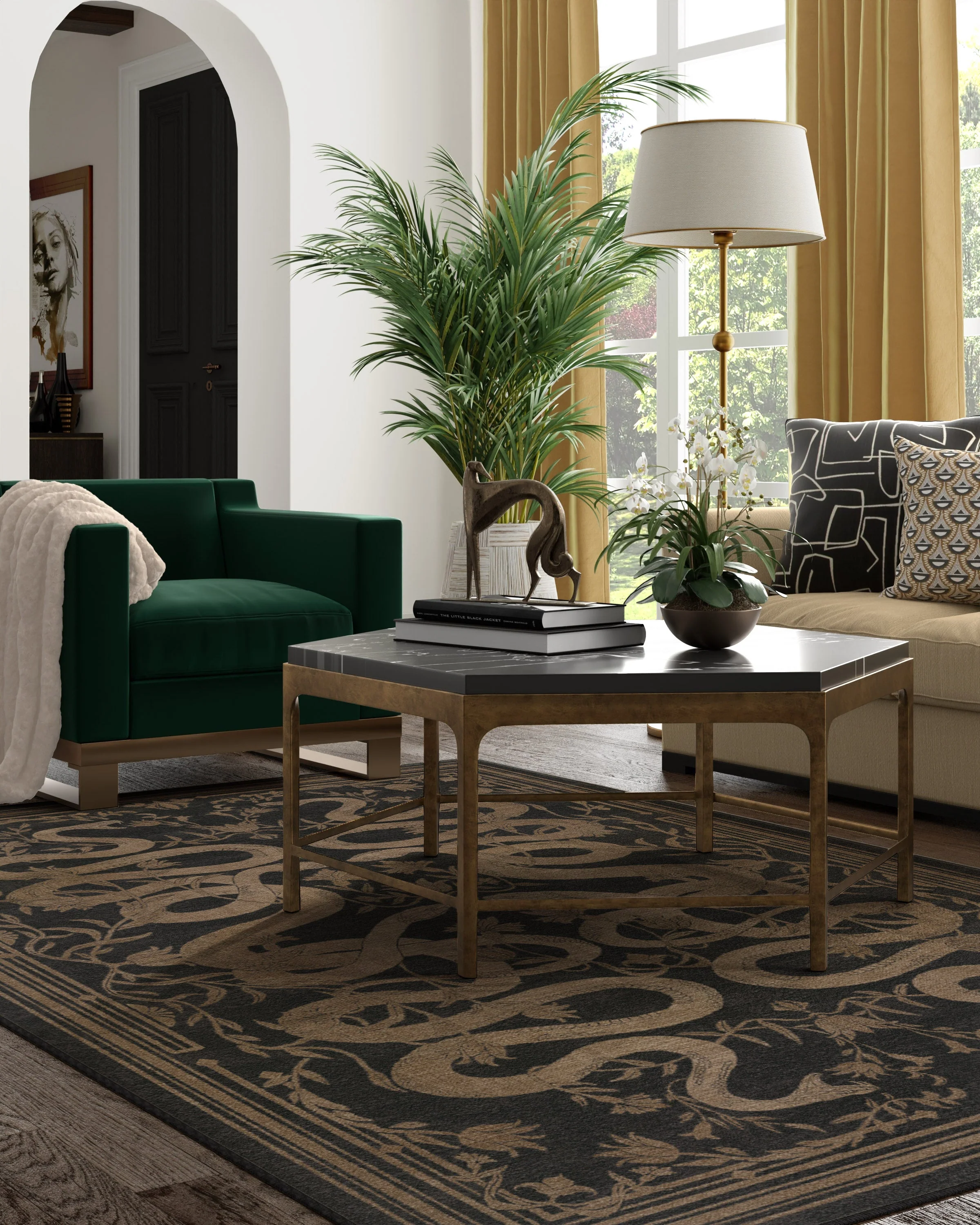Sumaya Soft Black Flatwoven Rug by Martyn Lawrence Bullard