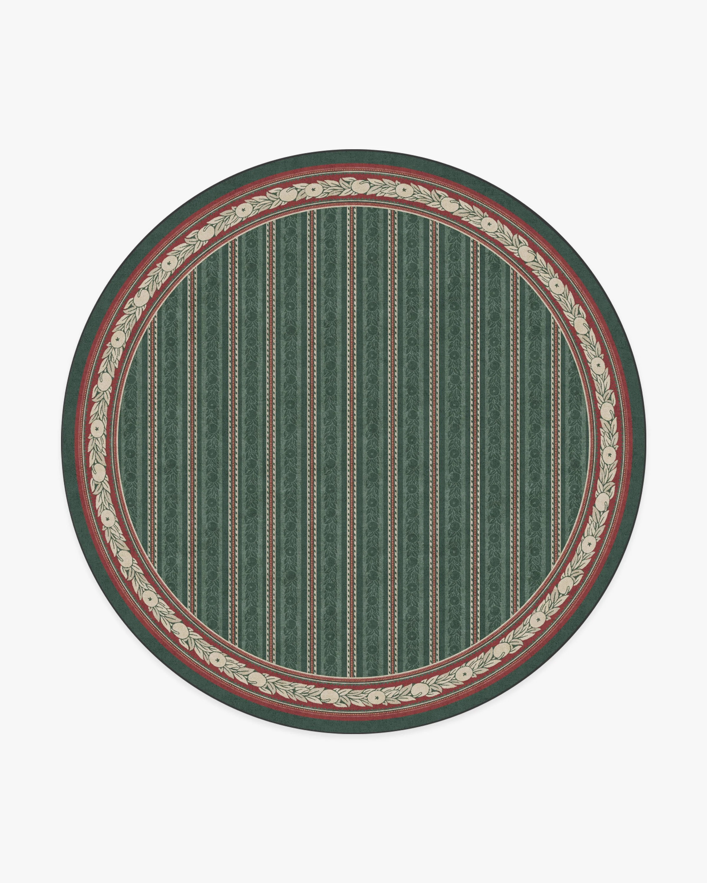 Fruit Stripe Spruce Green Flatwoven Rug by Morris & Co.