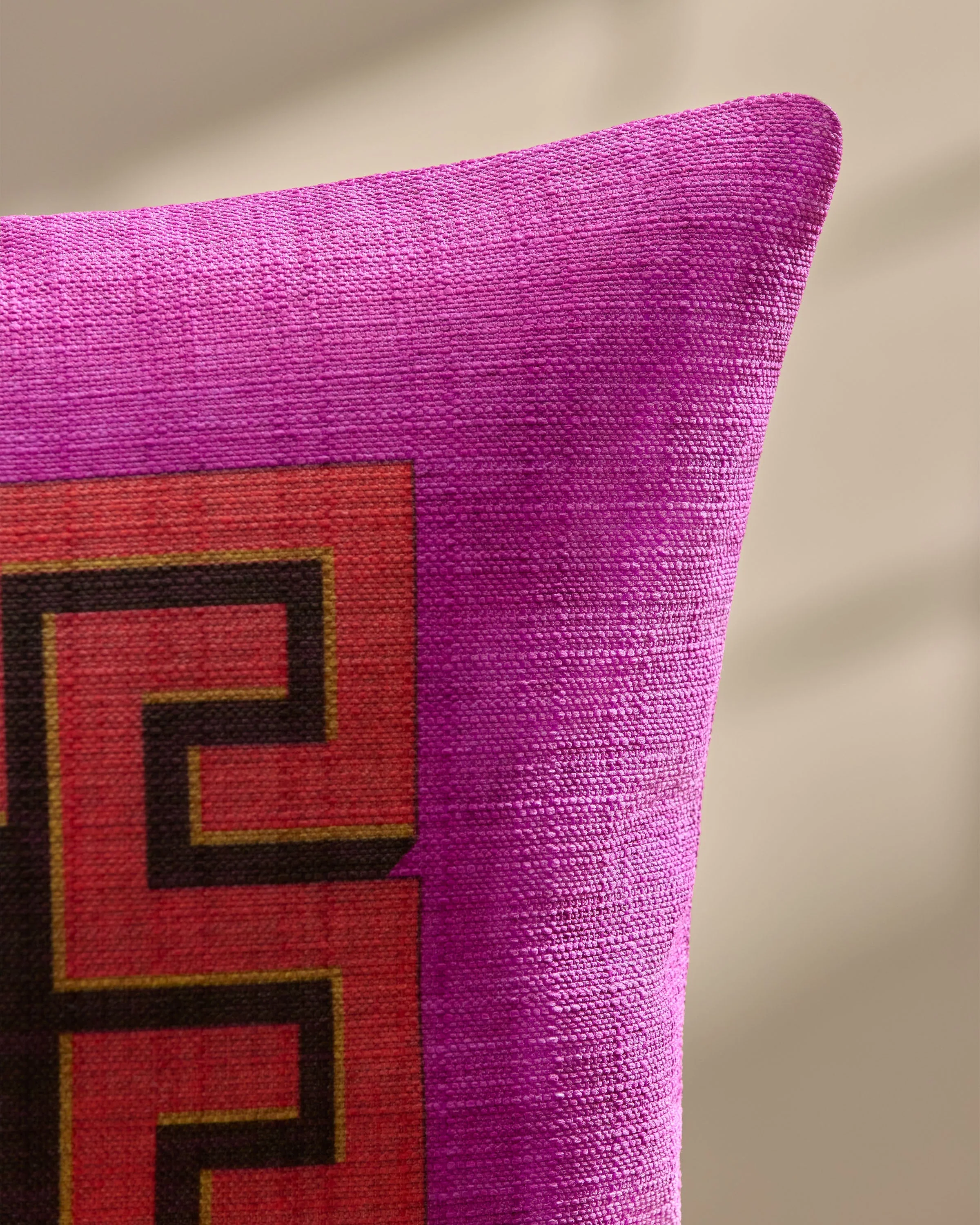 Greek Key Fuchsia Woven Throw Pillow by Jonathan Adler