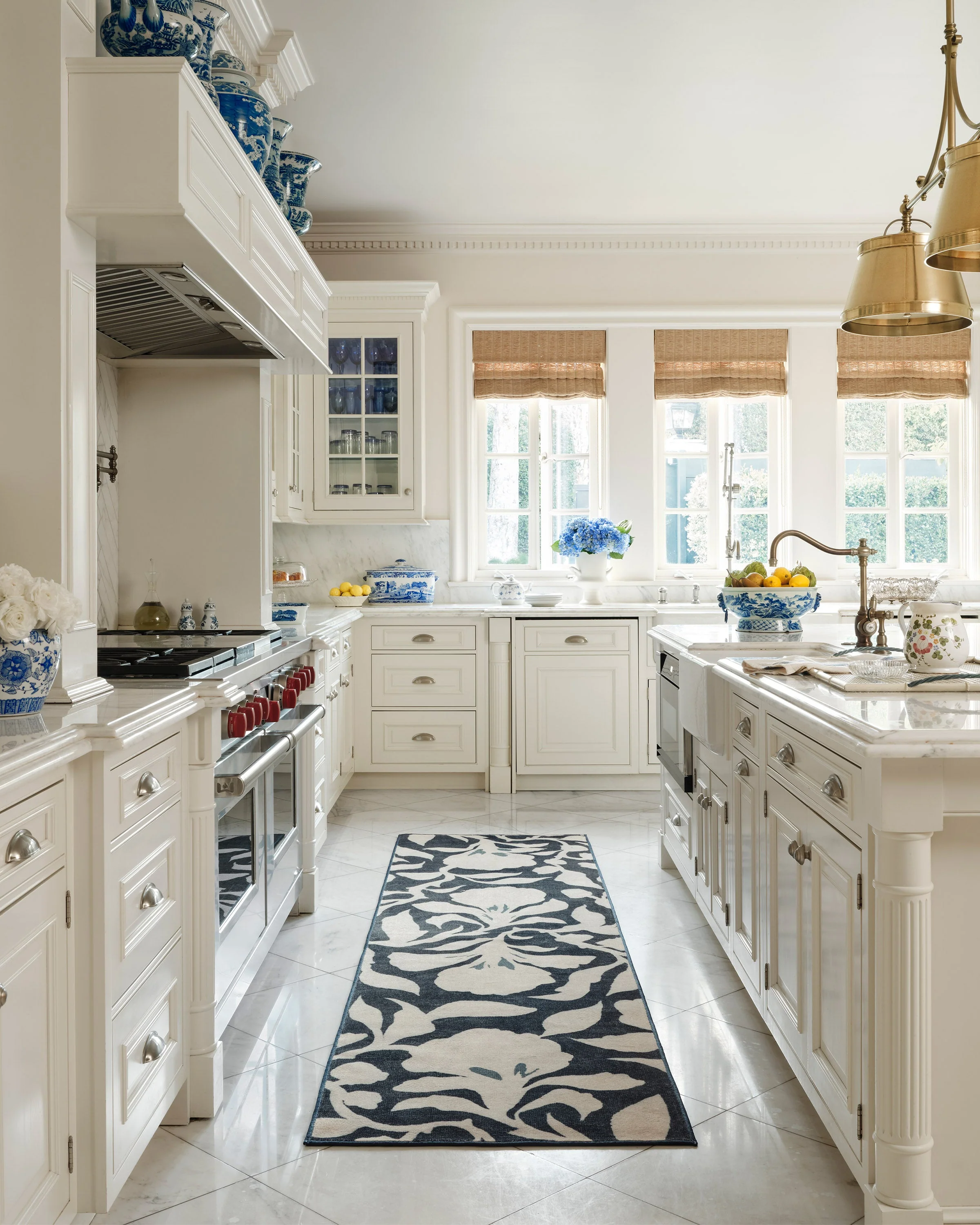 Flora Ink Blue & Ivory Flatwoven Rug by The Hiltons