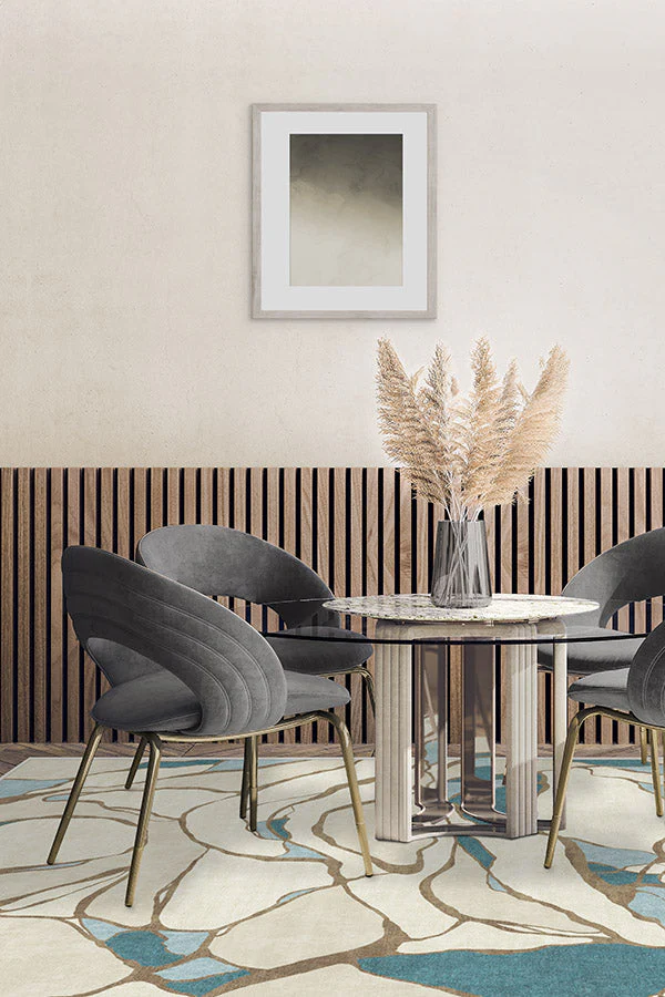 Aude Teal & Ivory Rug by Nina Takesh