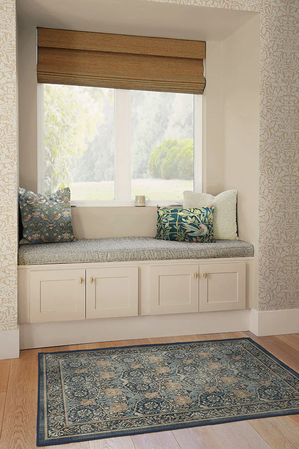 Honeysuckle & Tulip Indigo Flatwoven Rug by Morris & Co.