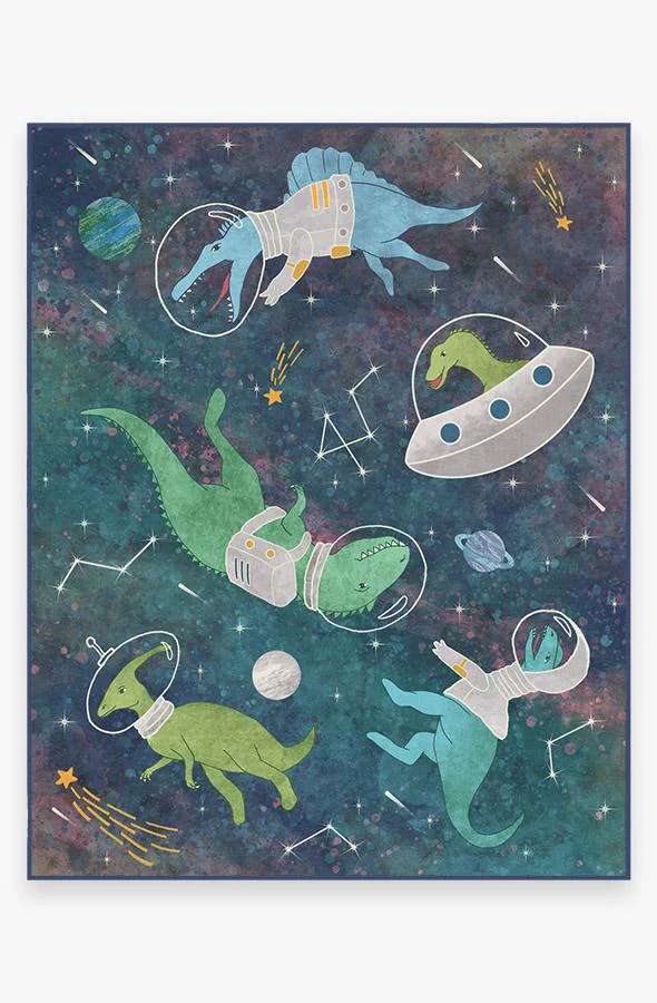 Dinosaurs in Space Flatwoven Rug