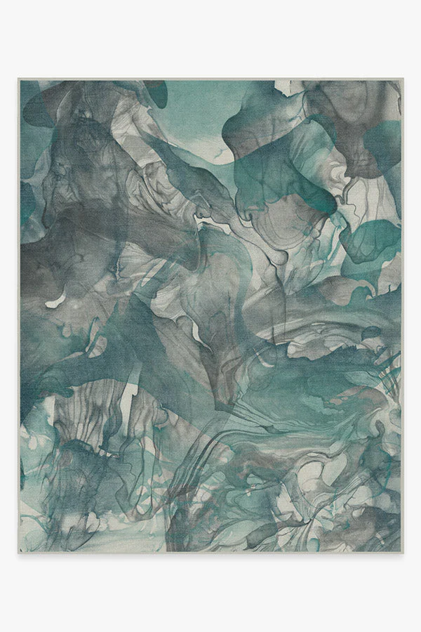 Aurora Teal Grey Flatwoven Rug