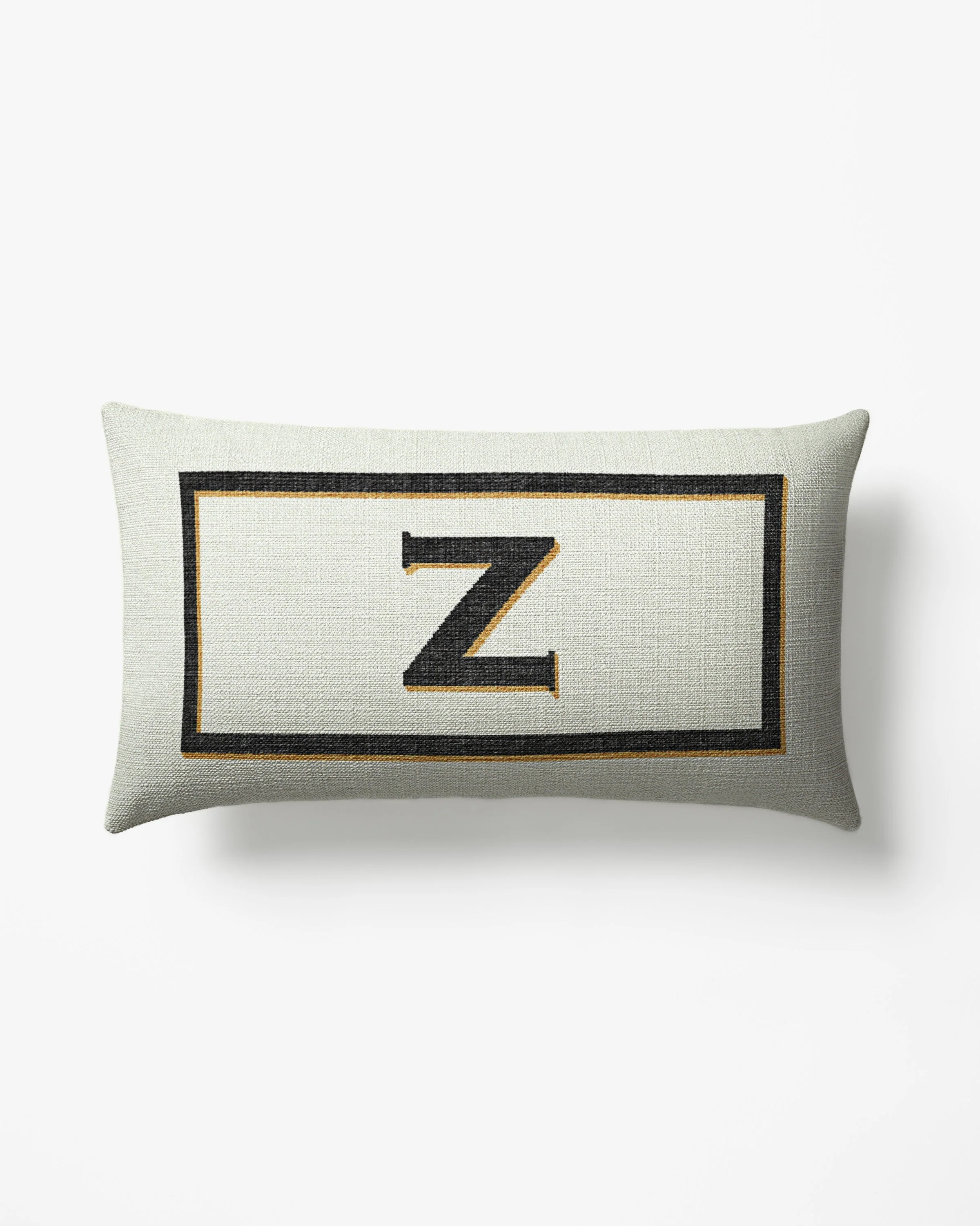 Classic Monogram Ivory Woven Throw Pillow, 12x21 by Jonathan Adler