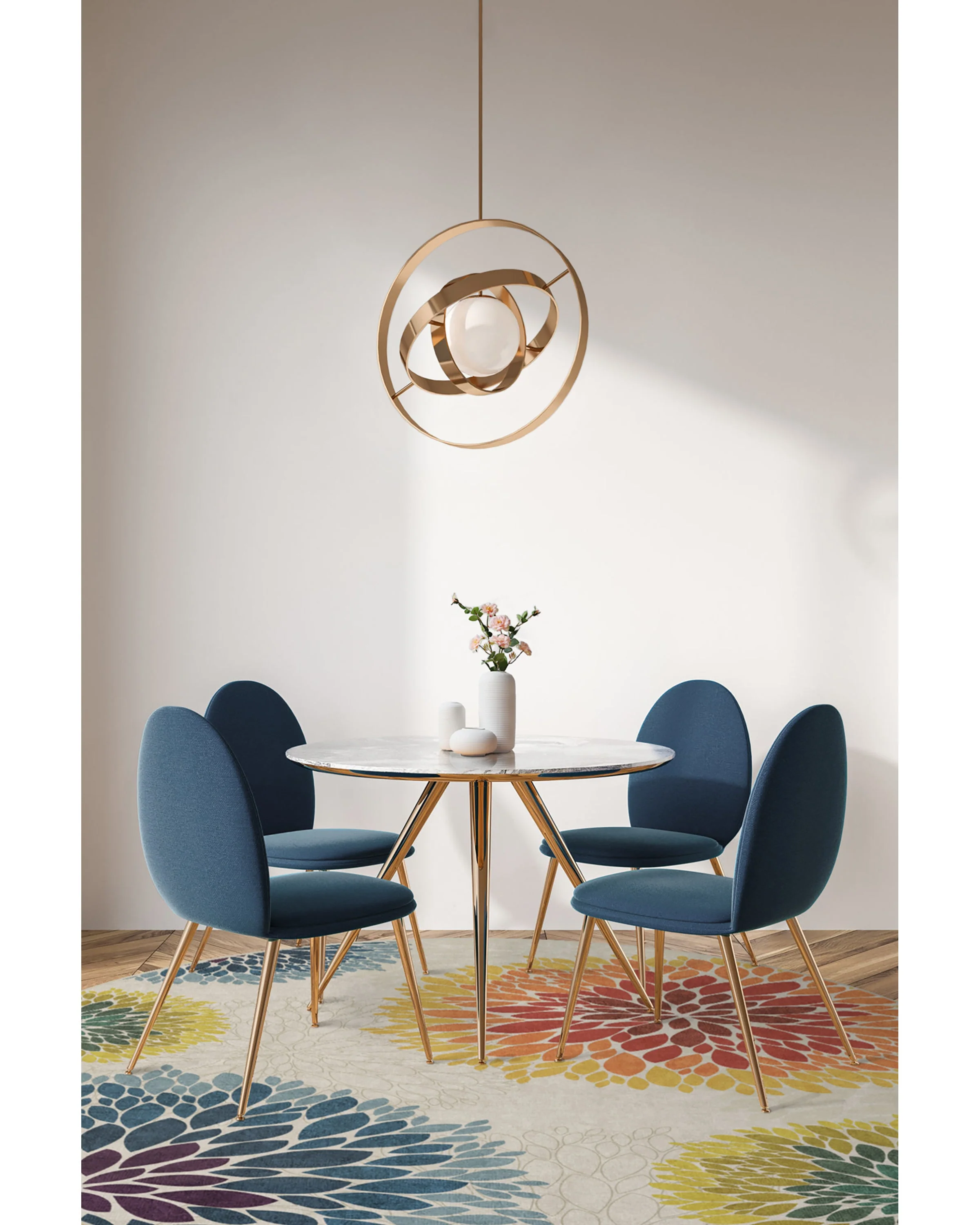 Floral Medallion Multicolor Flatwoven Rug