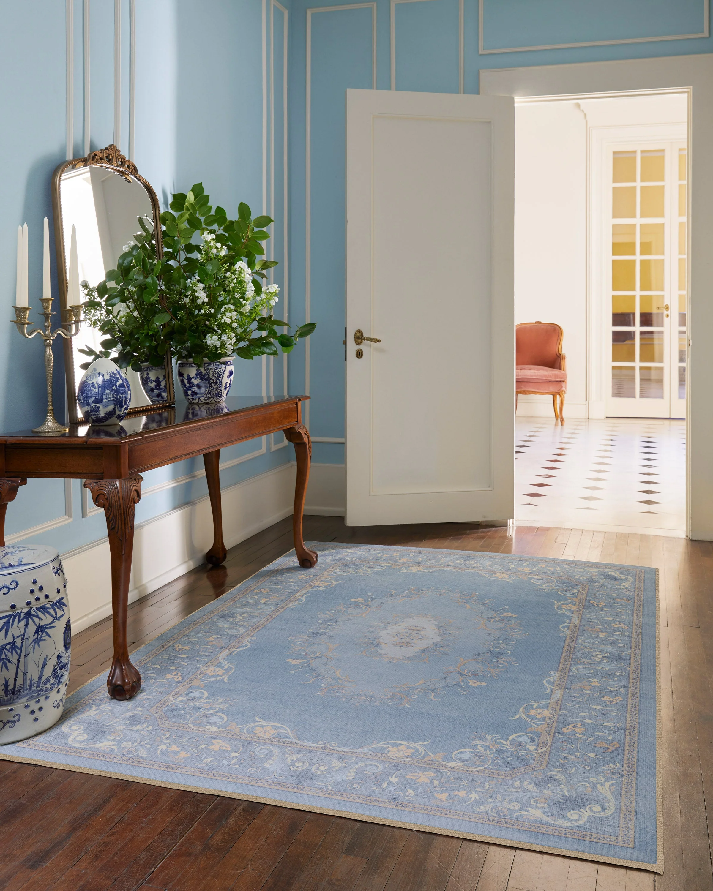 Lady Whistledown Soft Blue Rug by Bridgerton