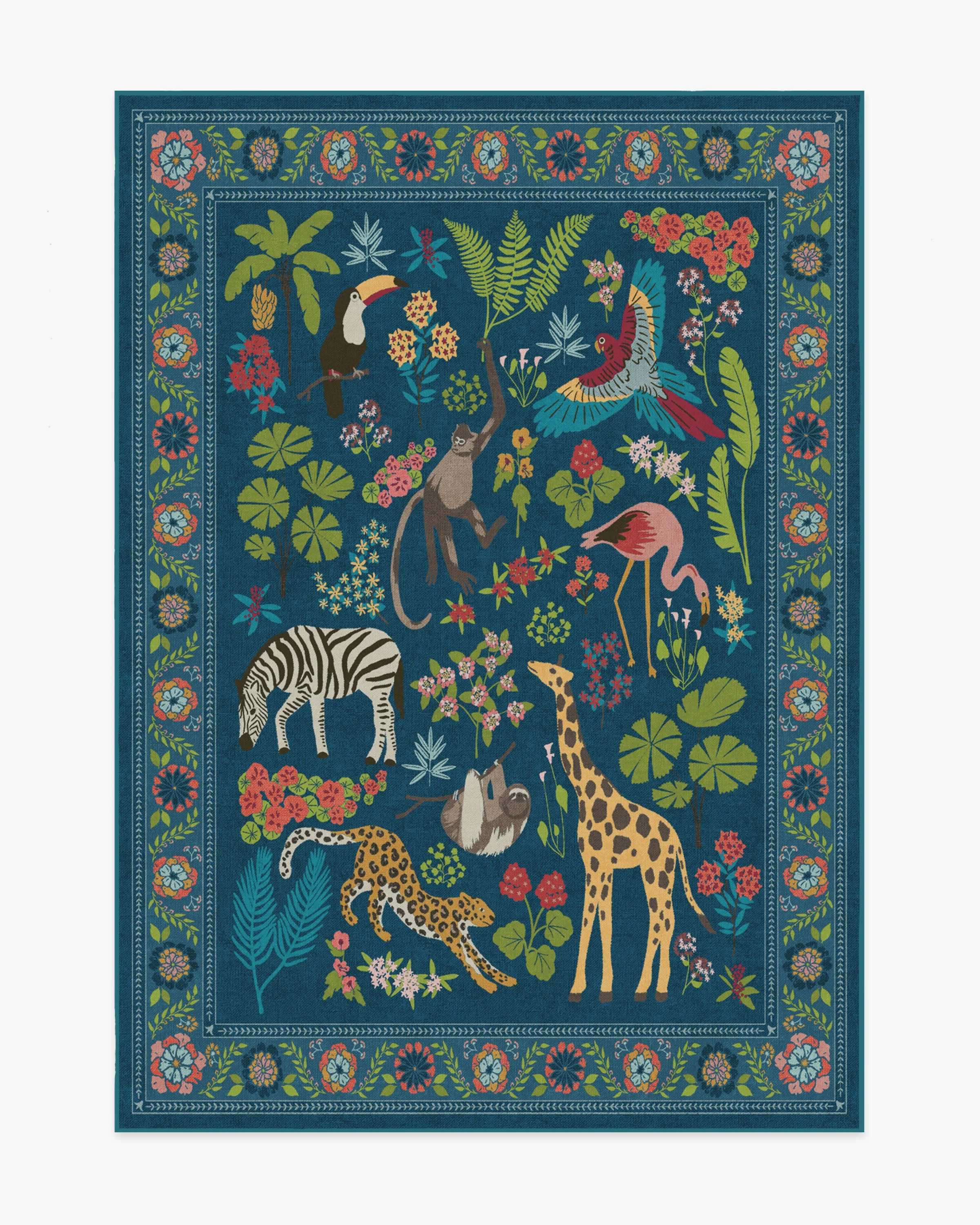 Jingle Jungle Royal Blue Flatwoven Rug by Iris Apfel