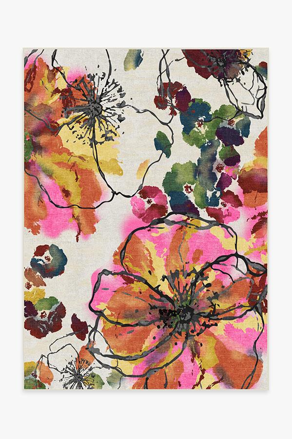 Watercolor Floral Multicolor Rug