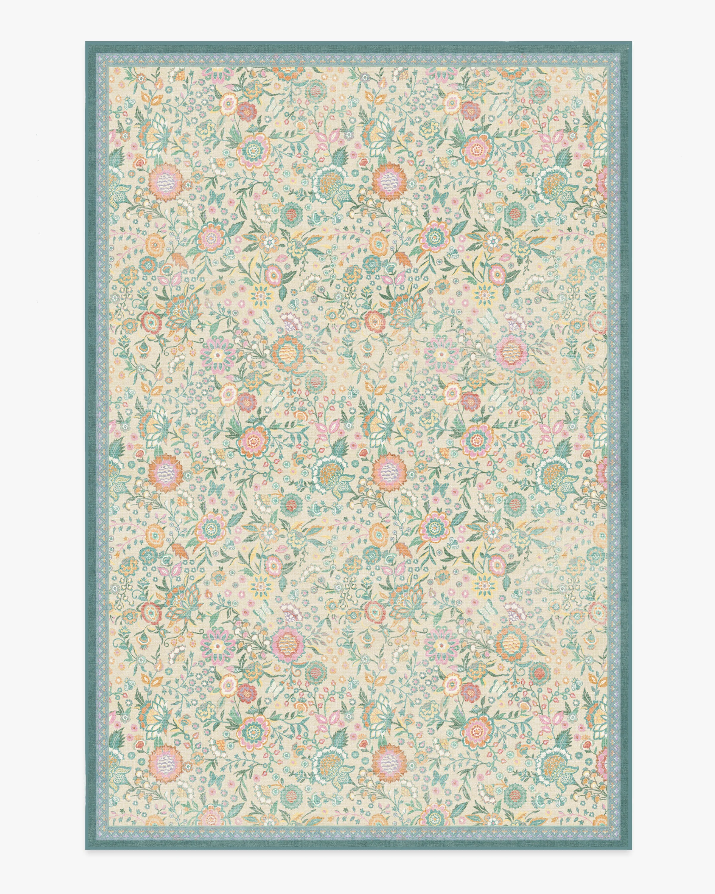 Royal Garden Ivory & Jade Flatwoven Rug by Bridgerton