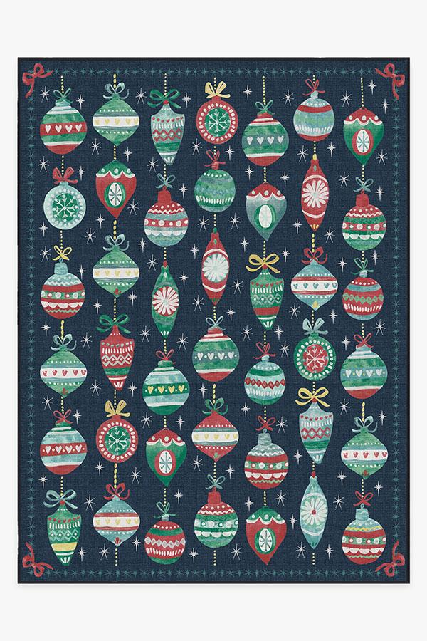 Festive Garland Navy Outdoor Rug