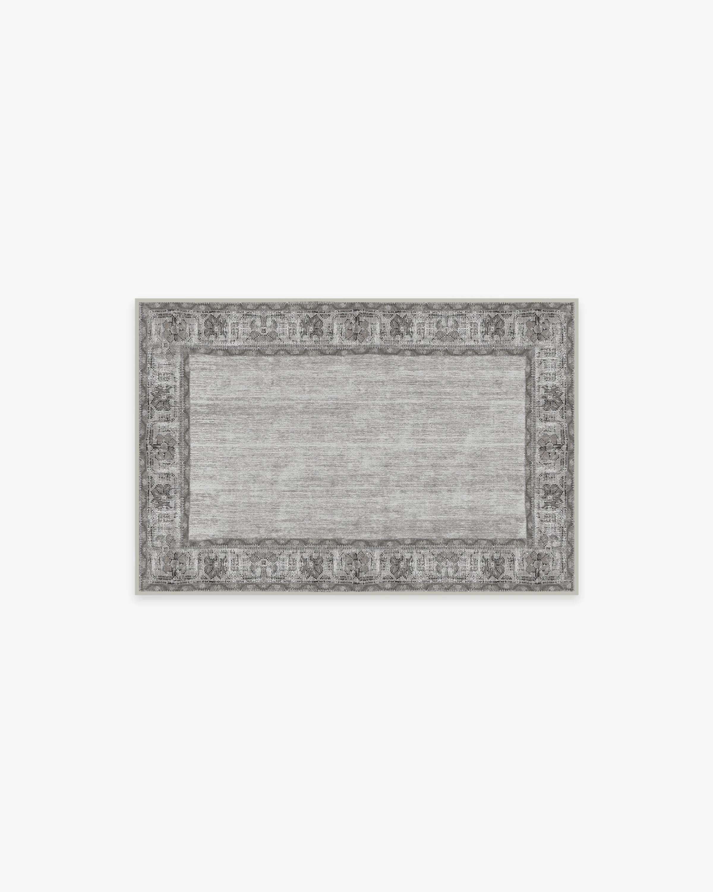 Vintage Daisy Bordered Grey Rug