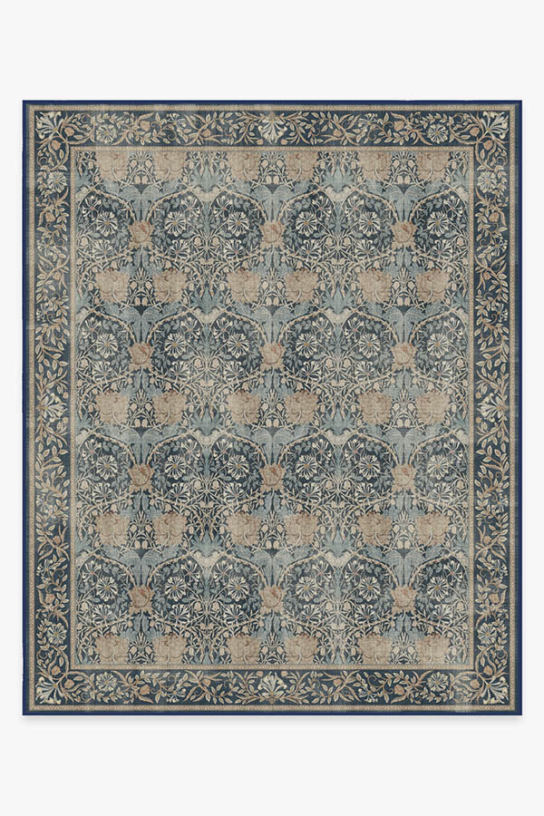 Honeysuckle & Tulip Indigo Flatwoven Rug by Morris & Co.