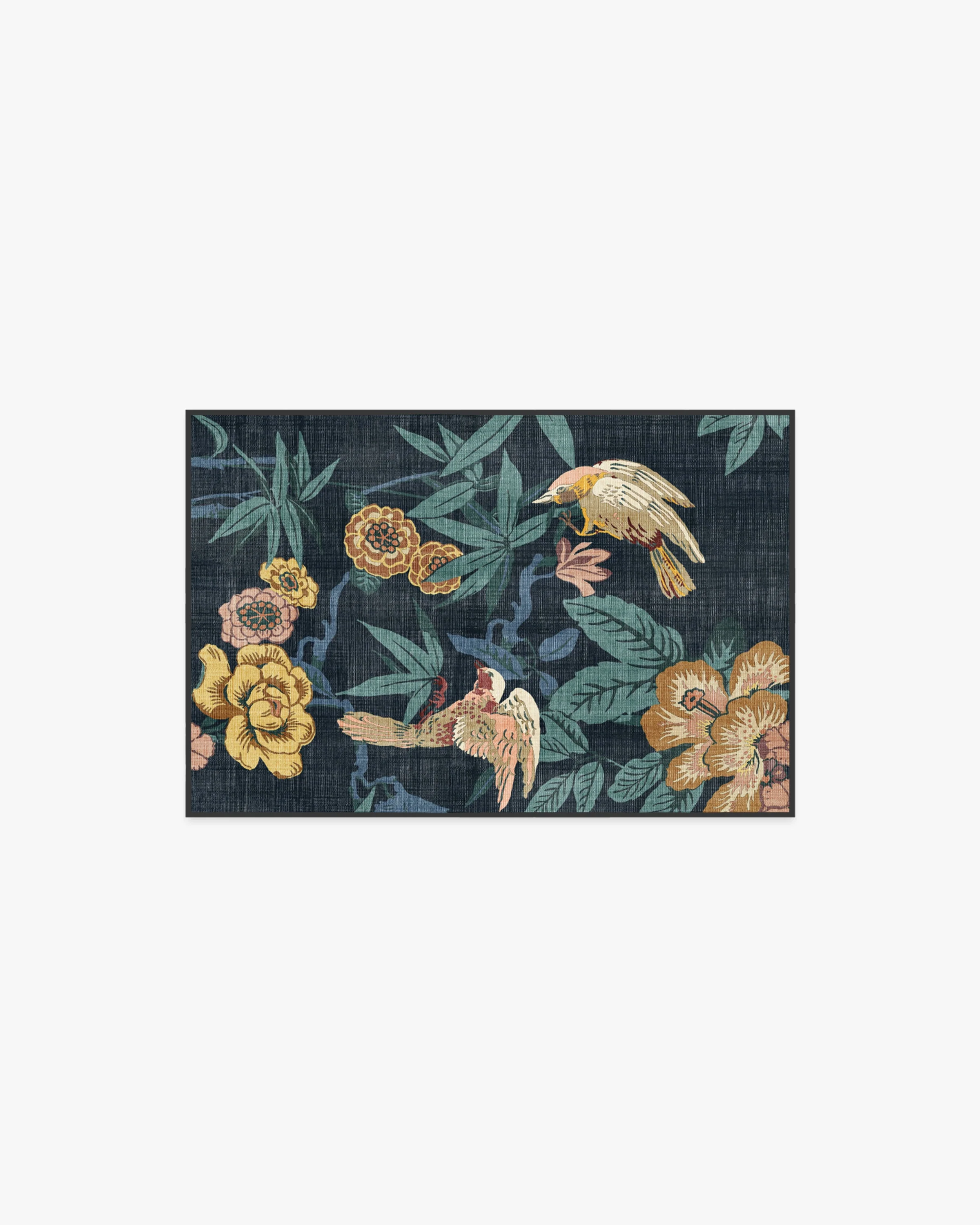Bamboo & Bird Indigo Flatwoven Rug by Sanderson