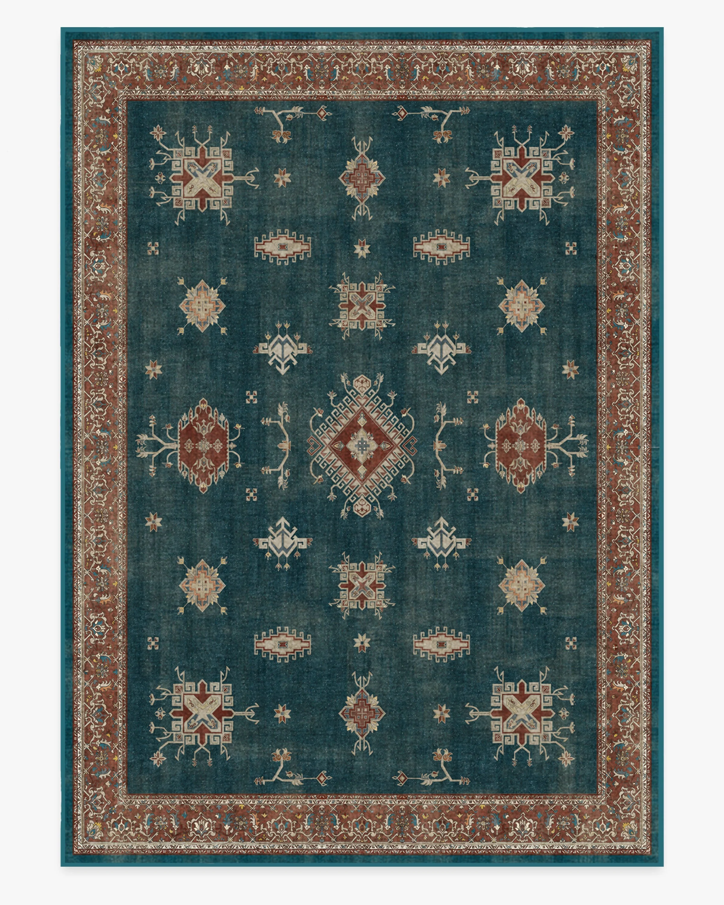 Verena Teal Blue Flatwoven Rug