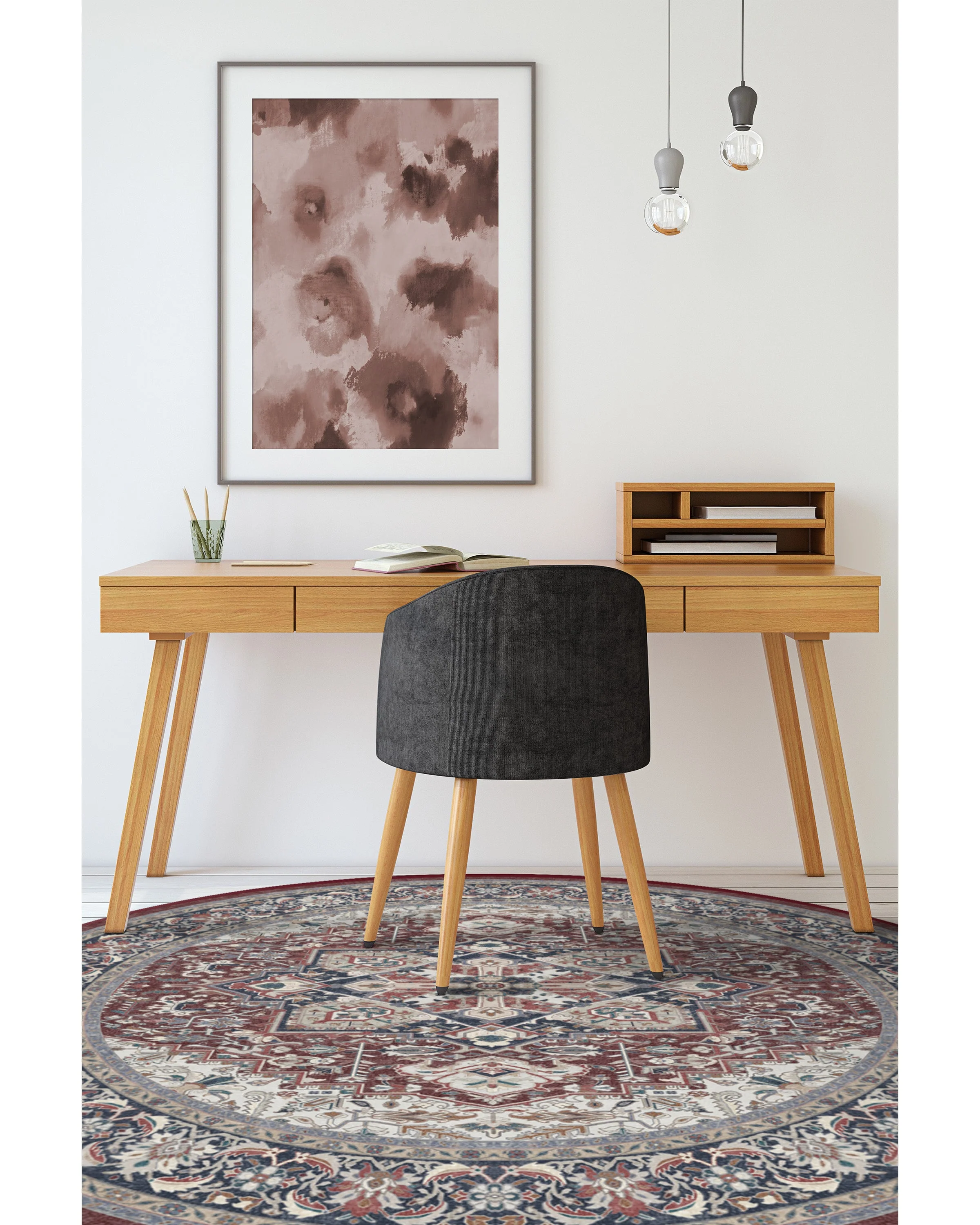 Hendesi Heriz Bordeaux Flatwoven Rug