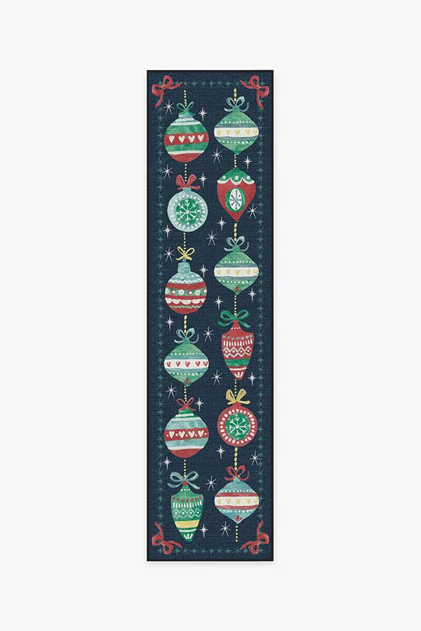 Festive Garland Navy Outdoor Rug