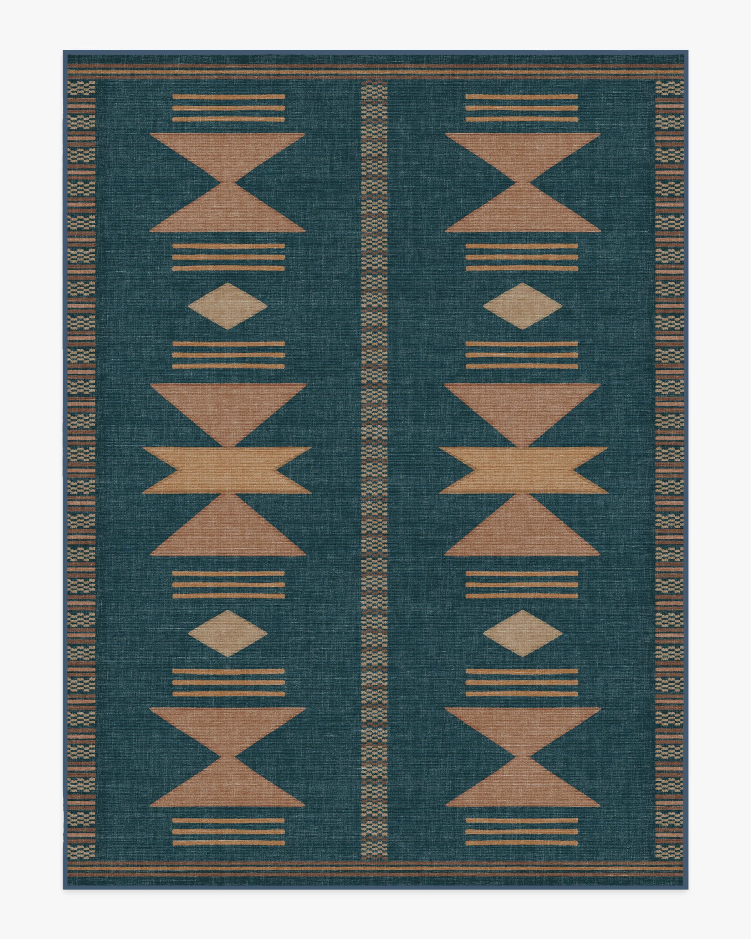 Lark Blue & Rose Flatwoven Rug