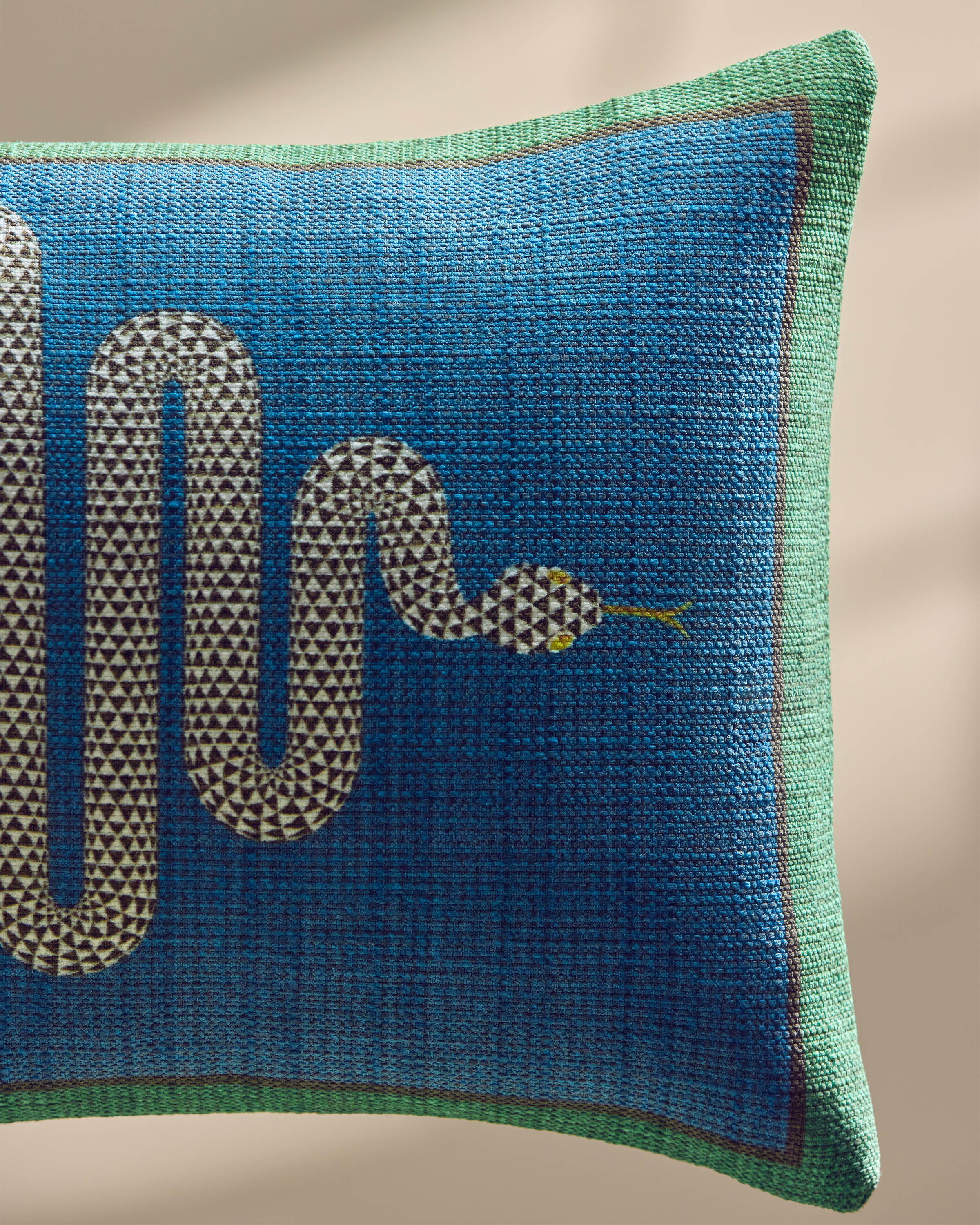 Venom Green & Blue Woven Throw Pillow by Jonathan Adler