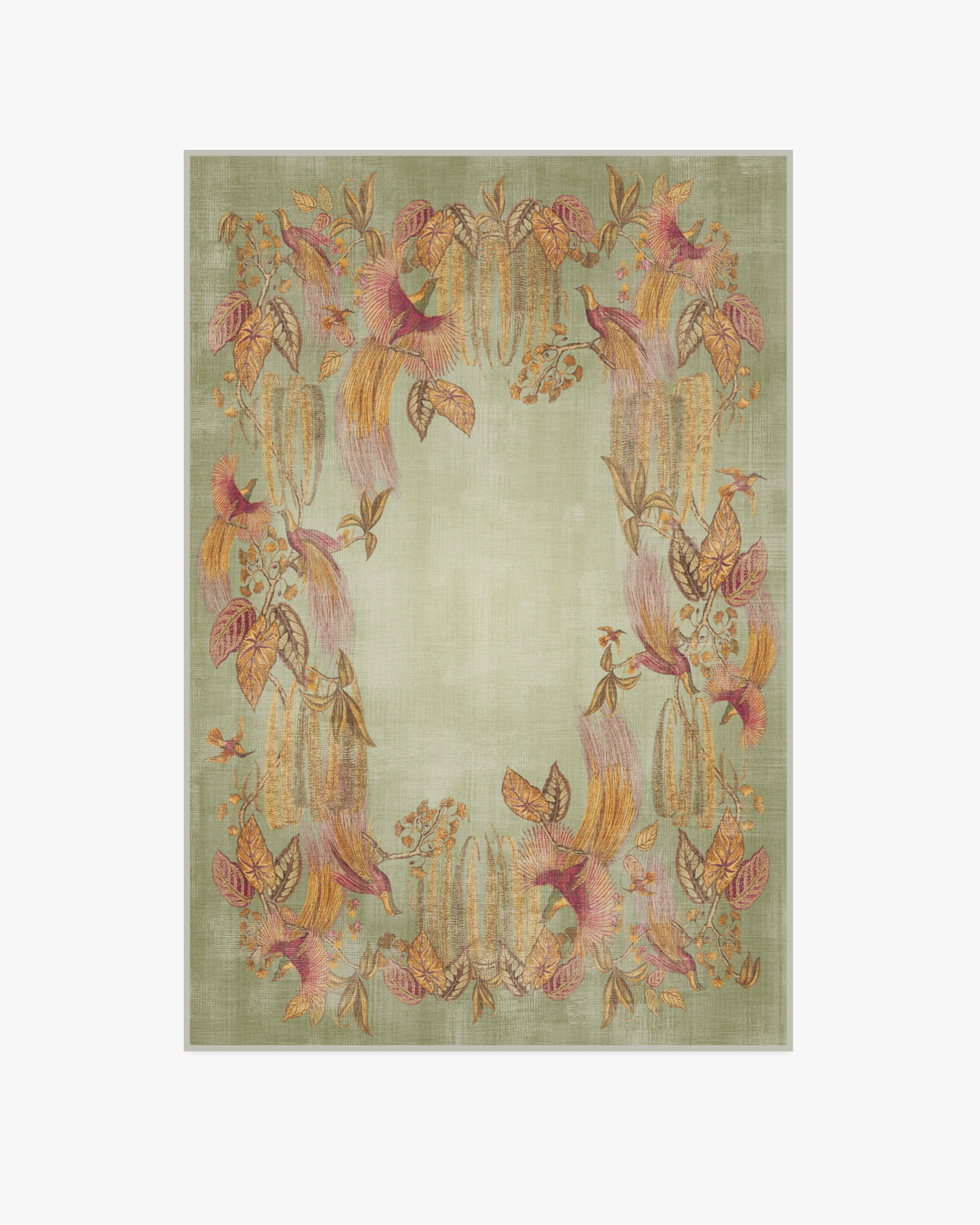 Bird of Paradise Silver Fern Rug by Sanderson