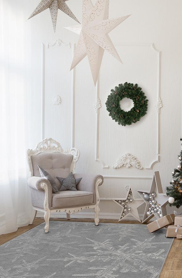 Snowflake Silver Flatwoven Rug