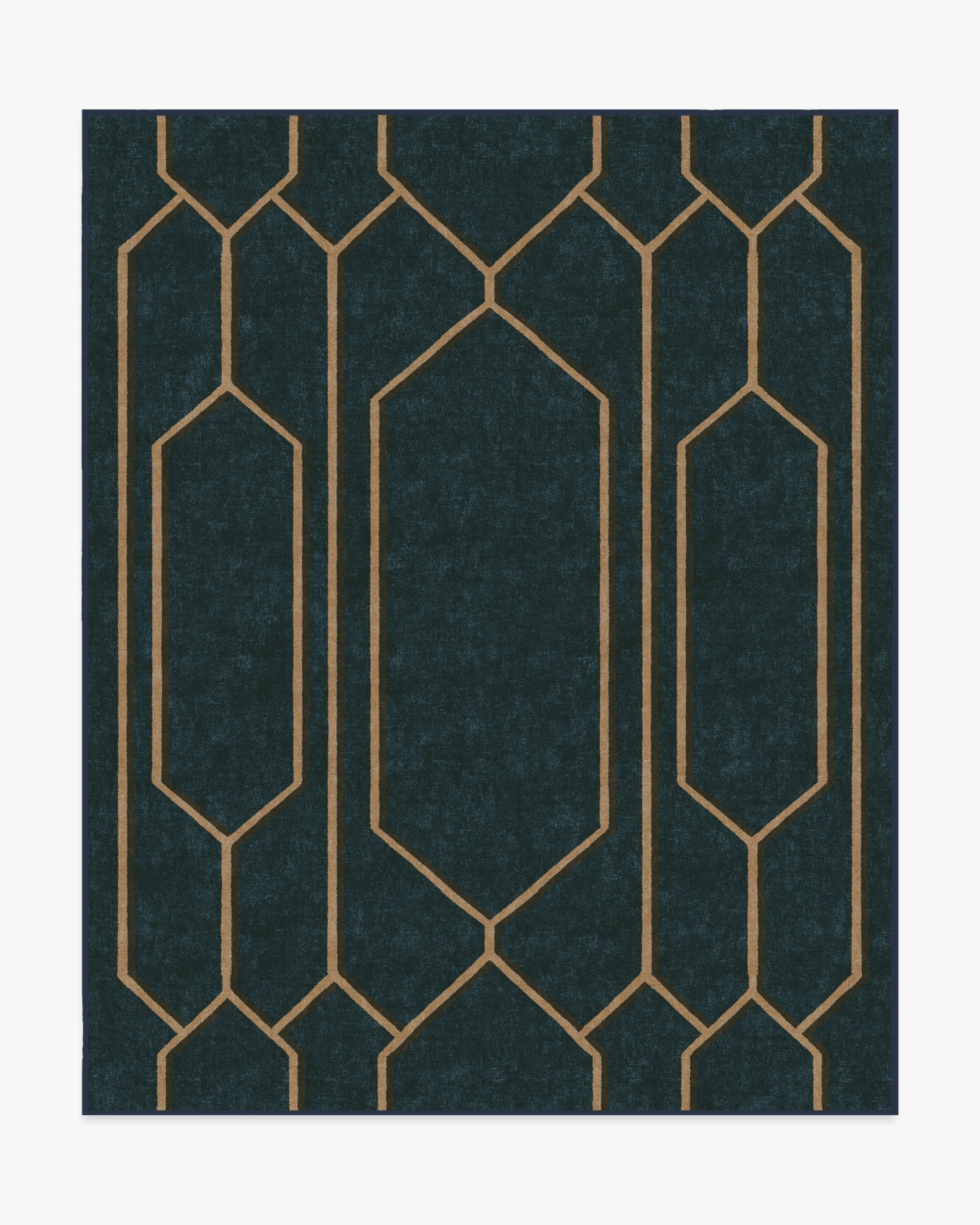 Bryant Marine Blue & Gold Flatwoven Rug by The Hiltons