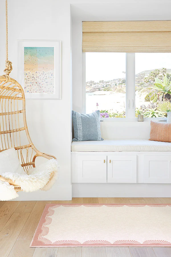 Fringe Pink & Ivory Flatwoven Rug by Gray Malin