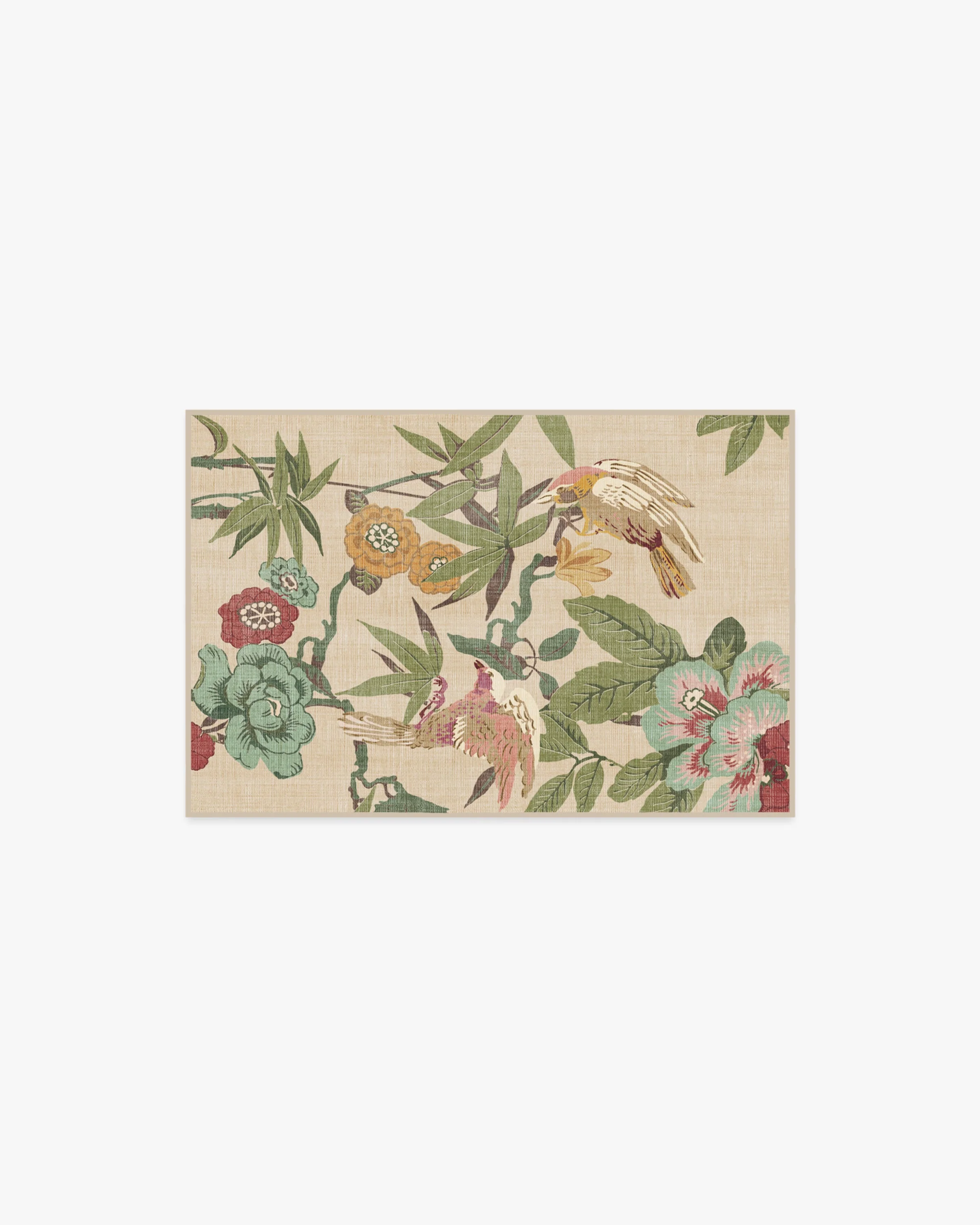 Bamboo & Bird Blush & Jade Flatwoven Rug by Sanderson