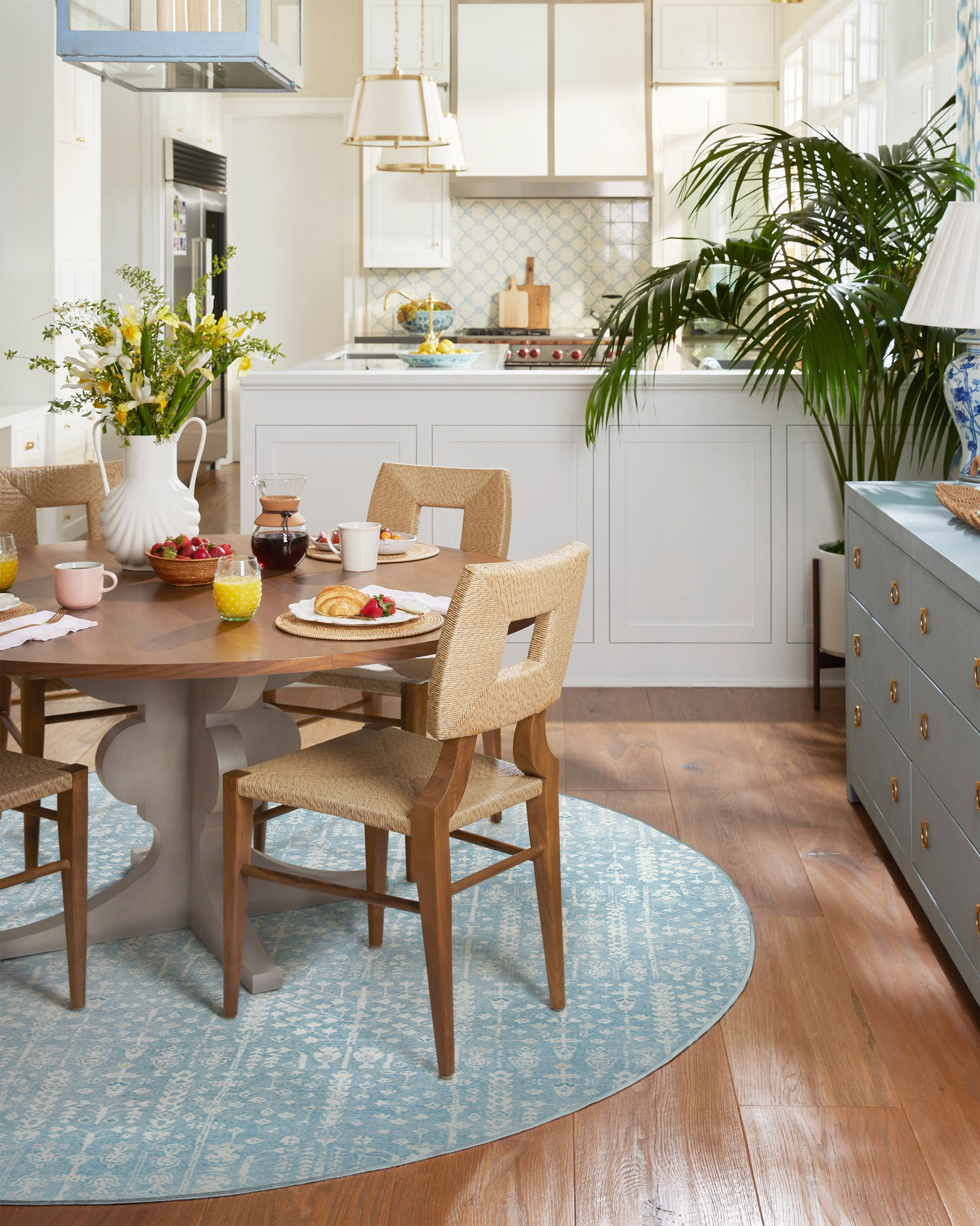 Palmetto Coastal Blue Flatwoven Rug by Gray Malin