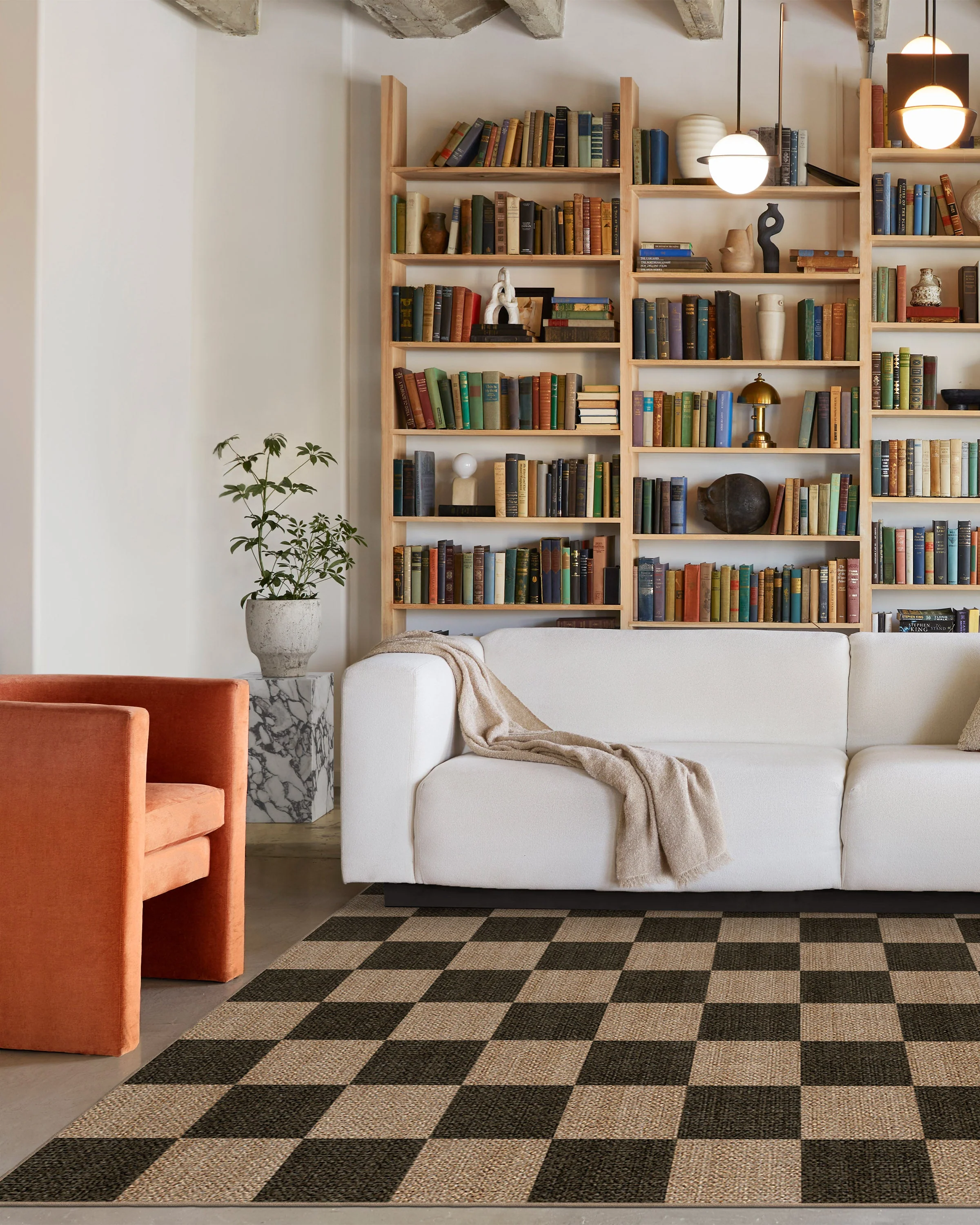 Checkerboard Soft Black Re-Jute Rug