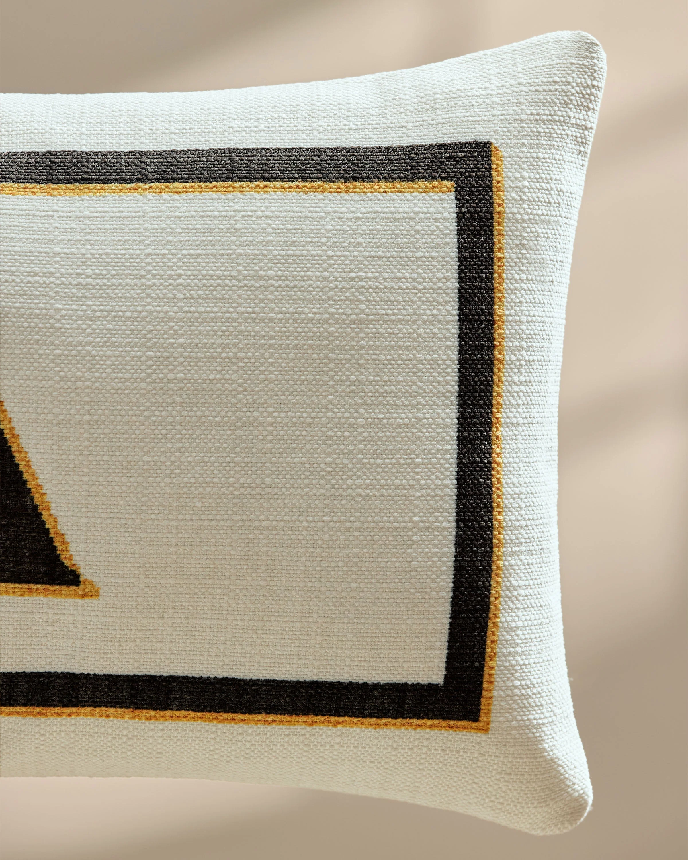 Classic Monogram Ivory Woven Throw Pillow, 12x21 by Jonathan Adler