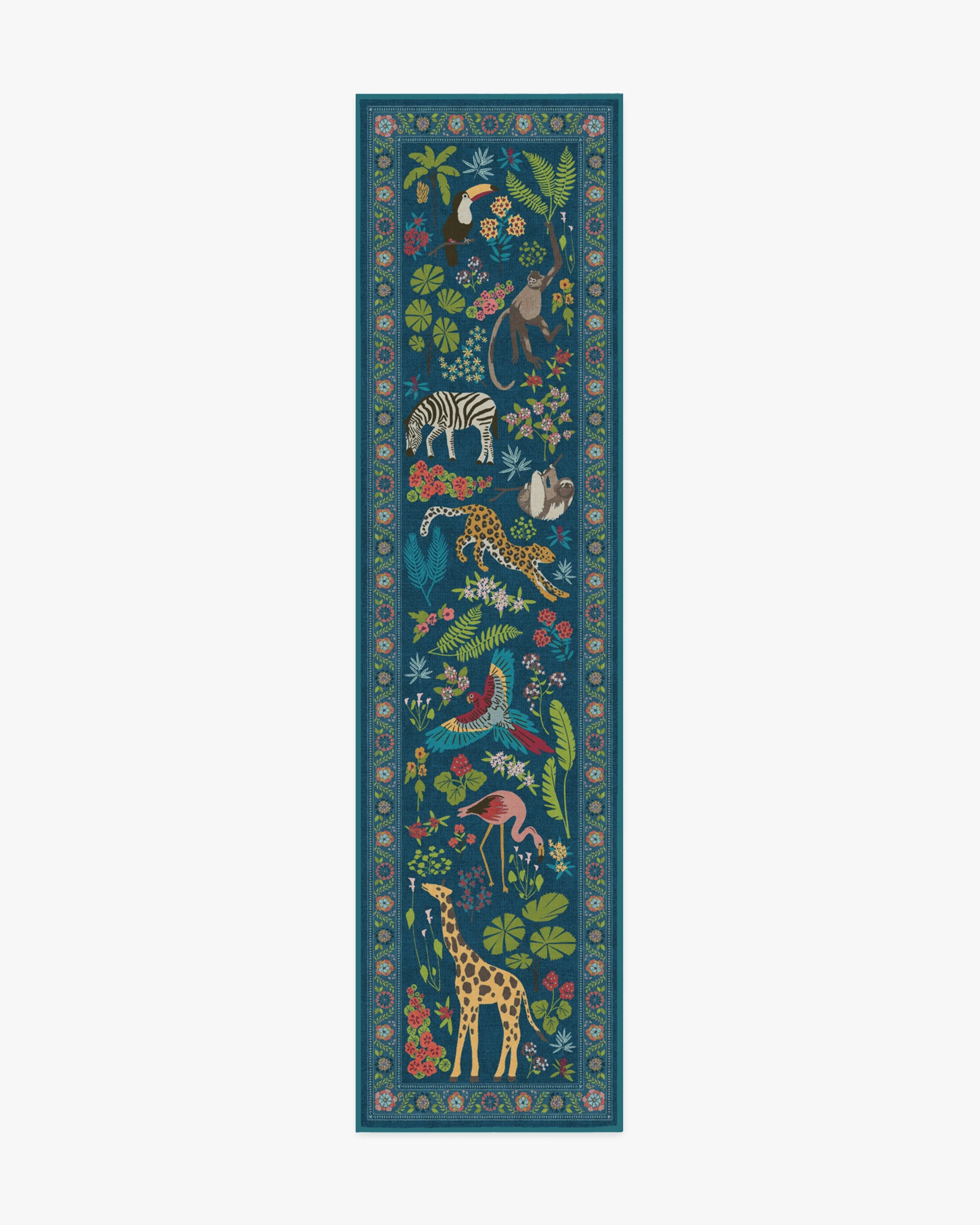 Jingle Jungle Royal Blue Flatwoven Rug by Iris Apfel