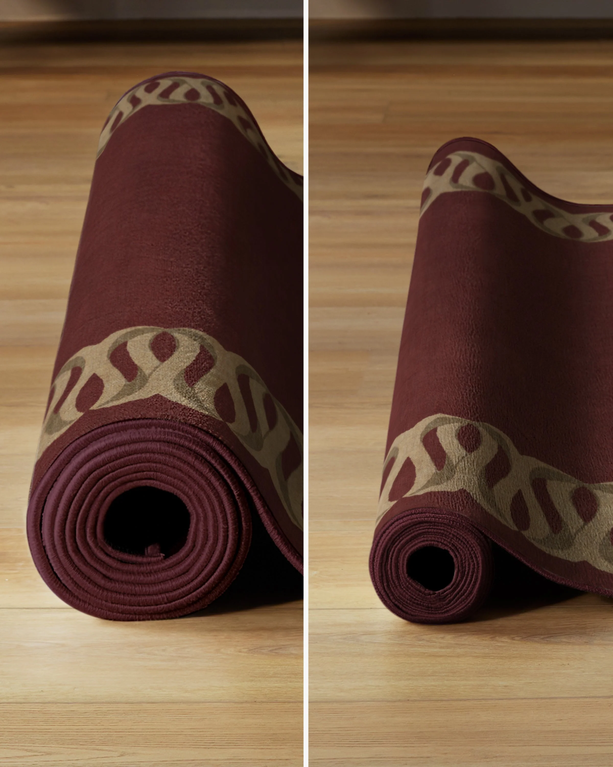 Ribbon Border Red & Natural Rug
