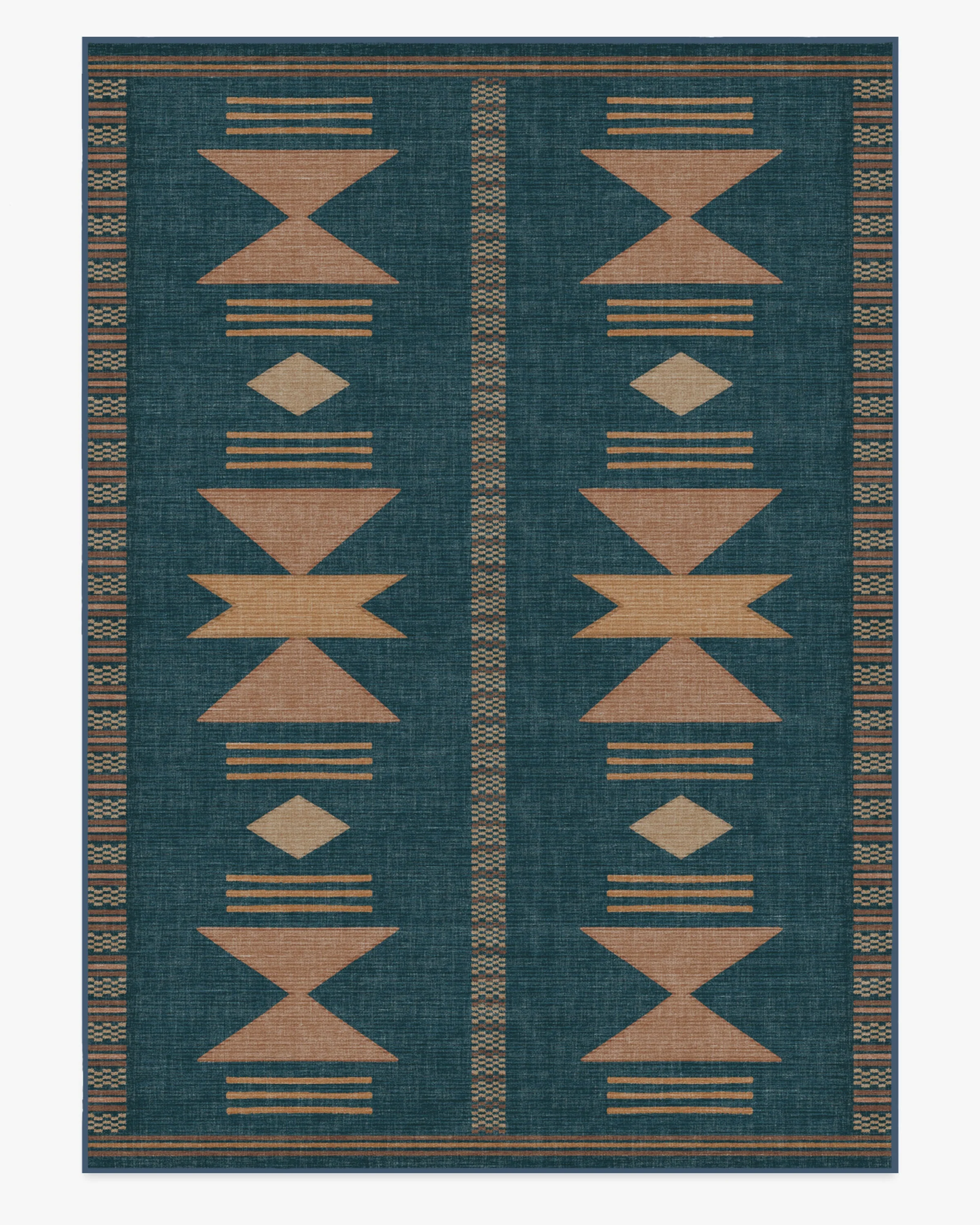 Lark Blue & Rose Flatwoven Rug