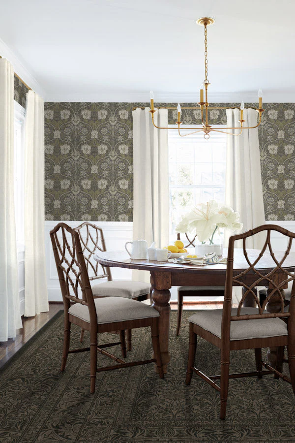 Bluebell Soft Black Flatwoven Rug by Morris & Co.