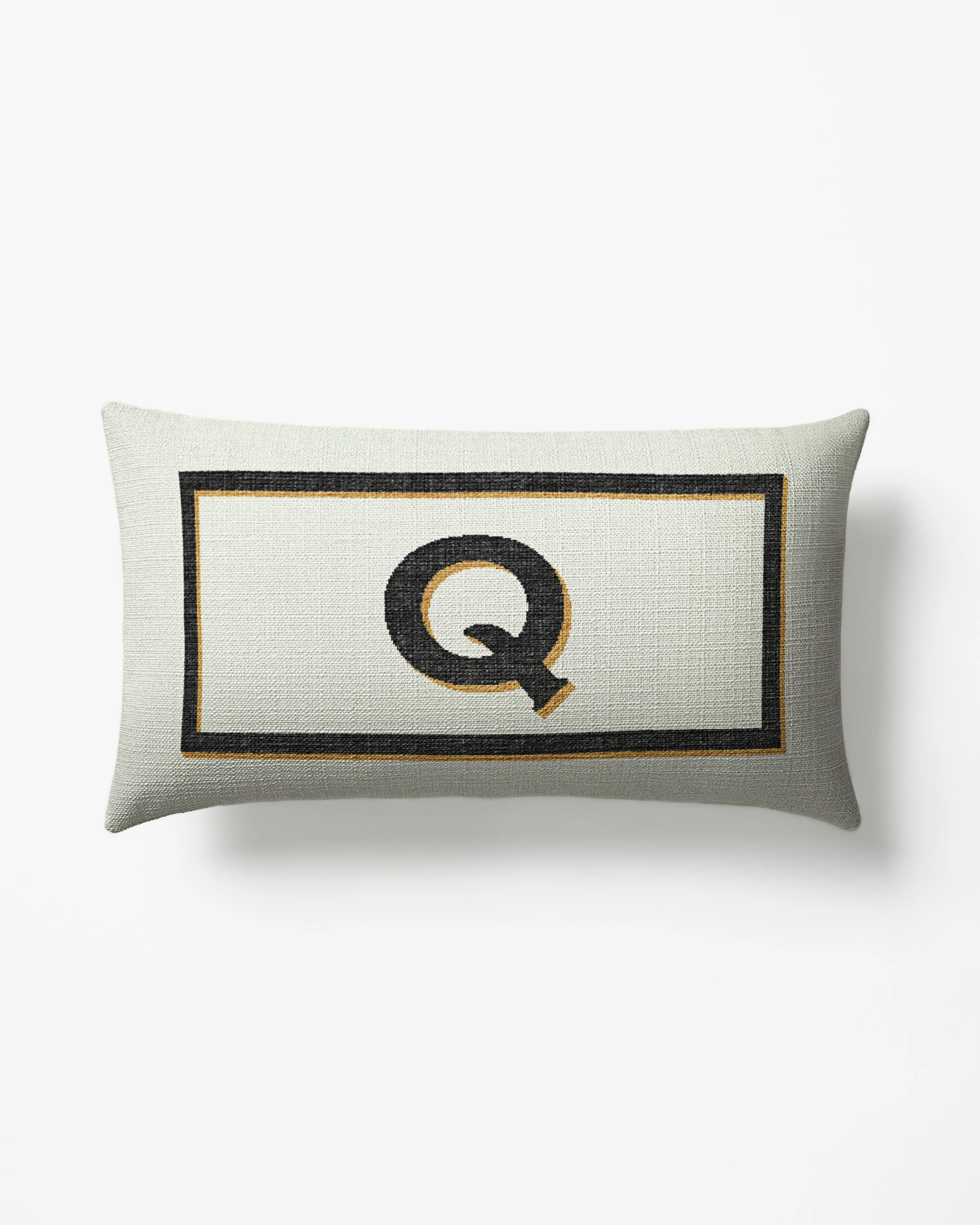 Classic Monogram Ivory Woven Throw Pillow, 12x21 by Jonathan Adler