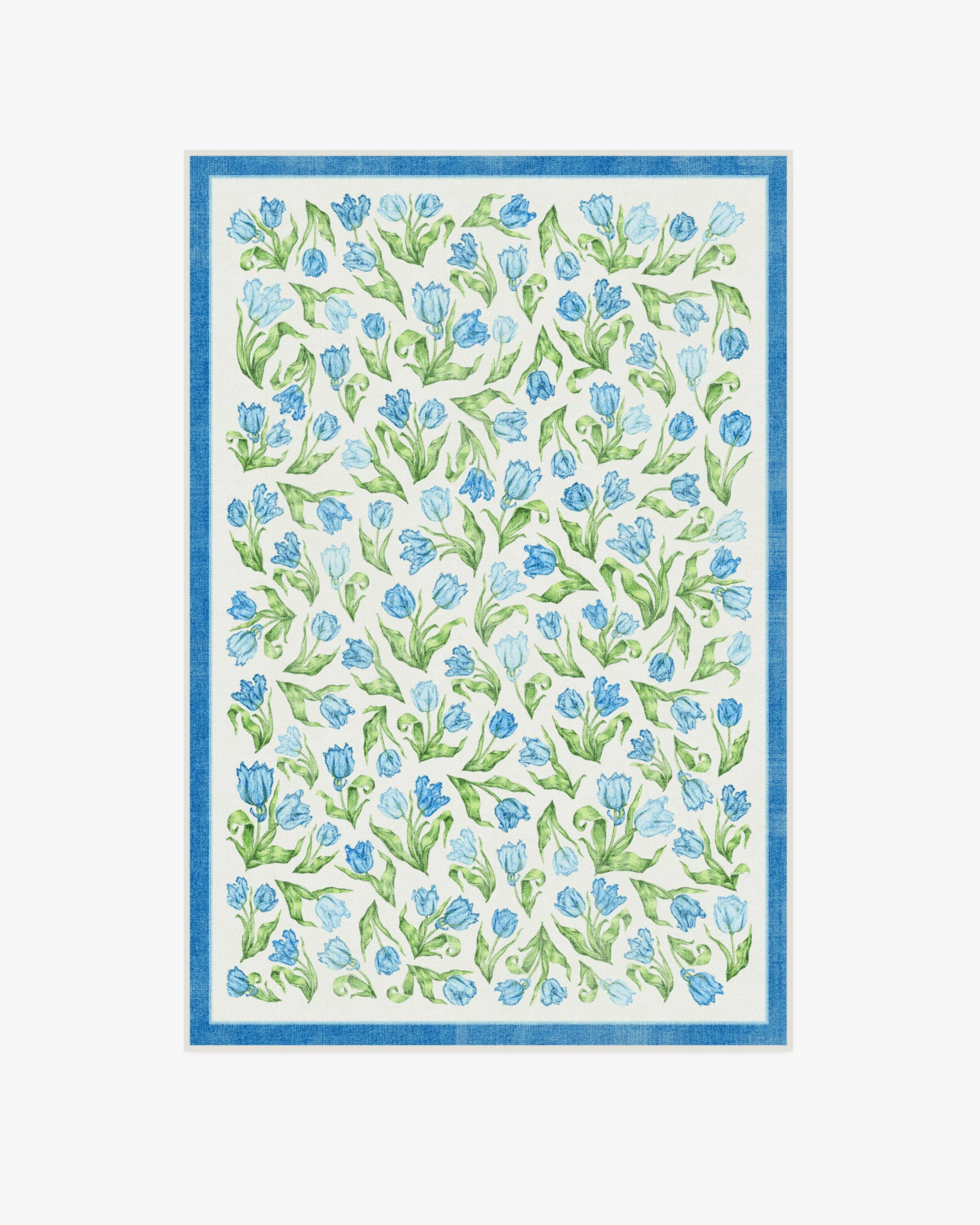 Garden Party Blue Flatwoven Rug by Mrs. Alice