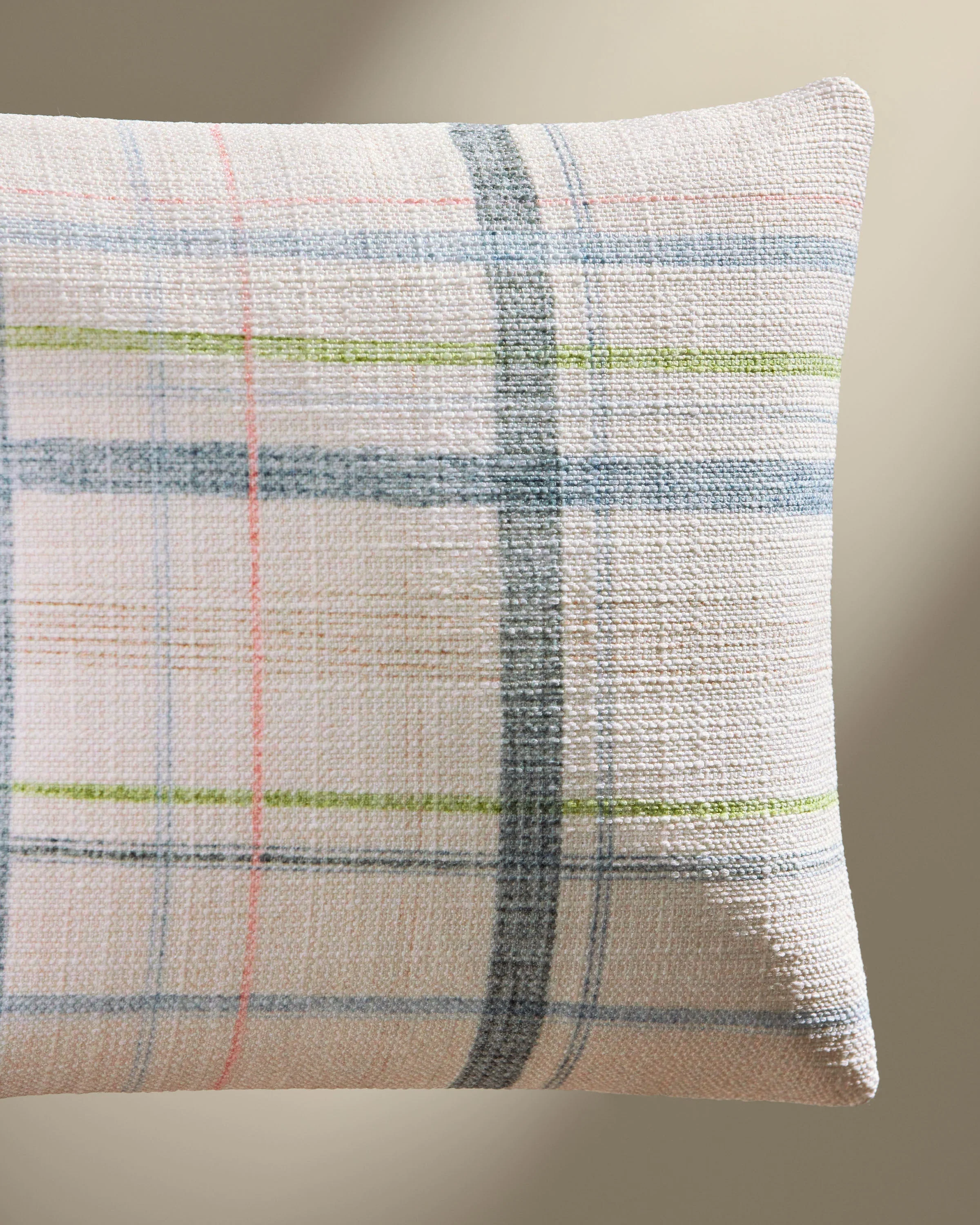 Jules Ivory & Soft Blue Woven Throw Pillow