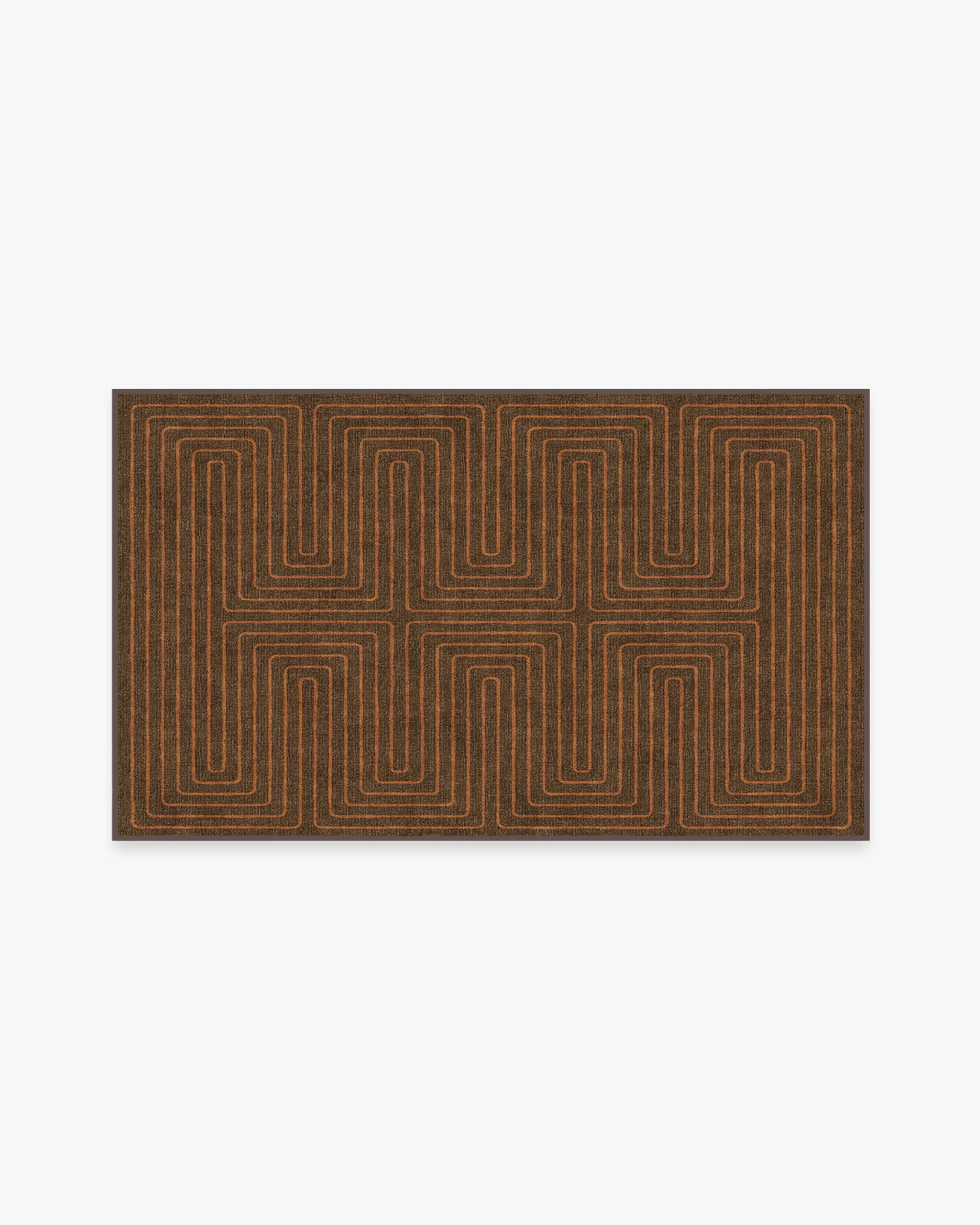 Labyrinth Brown & Orange Flatwoven Rug by Jonathan Adler