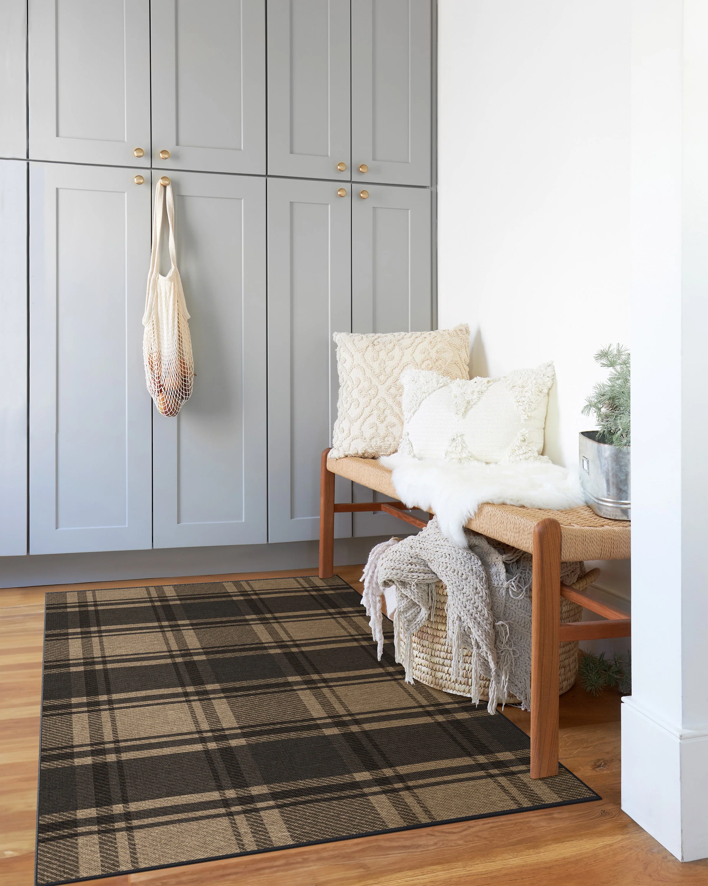 Easton Plaid Charcoal & Natural Flatwoven Rug