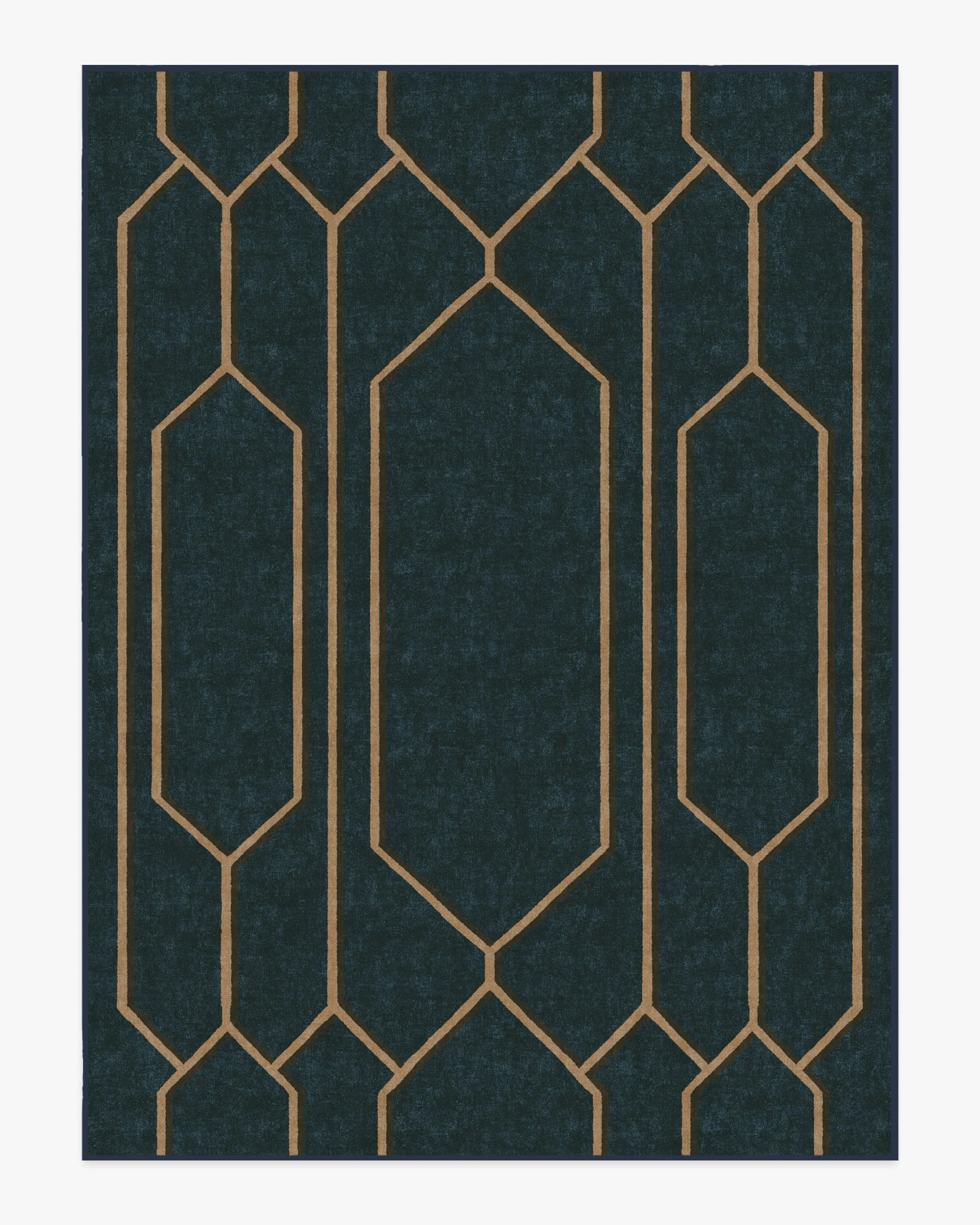 Bryant Marine Blue & Gold Flatwoven Rug by The Hiltons