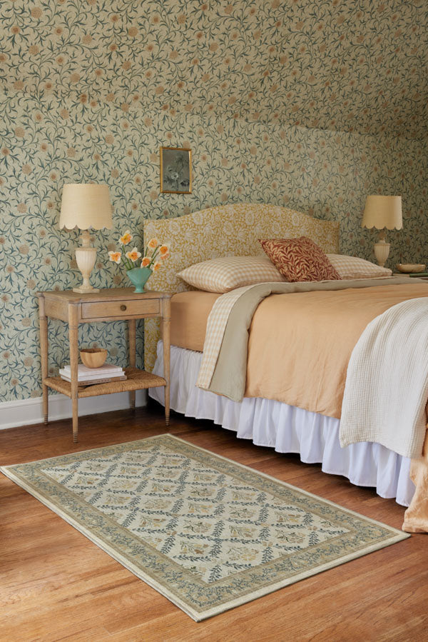 Bellflowers Ivory & Gold Rug by Morris & Co.
