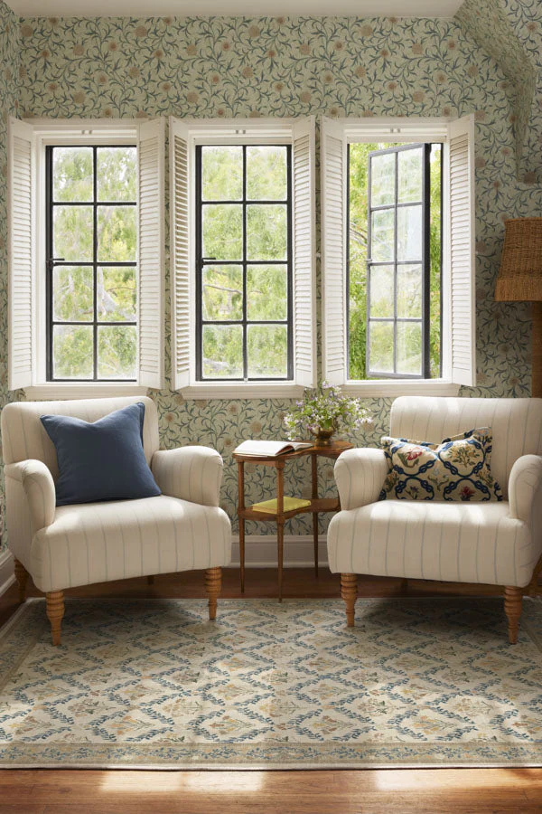 Bellflowers Ivory & Gold Rug by Morris & Co.