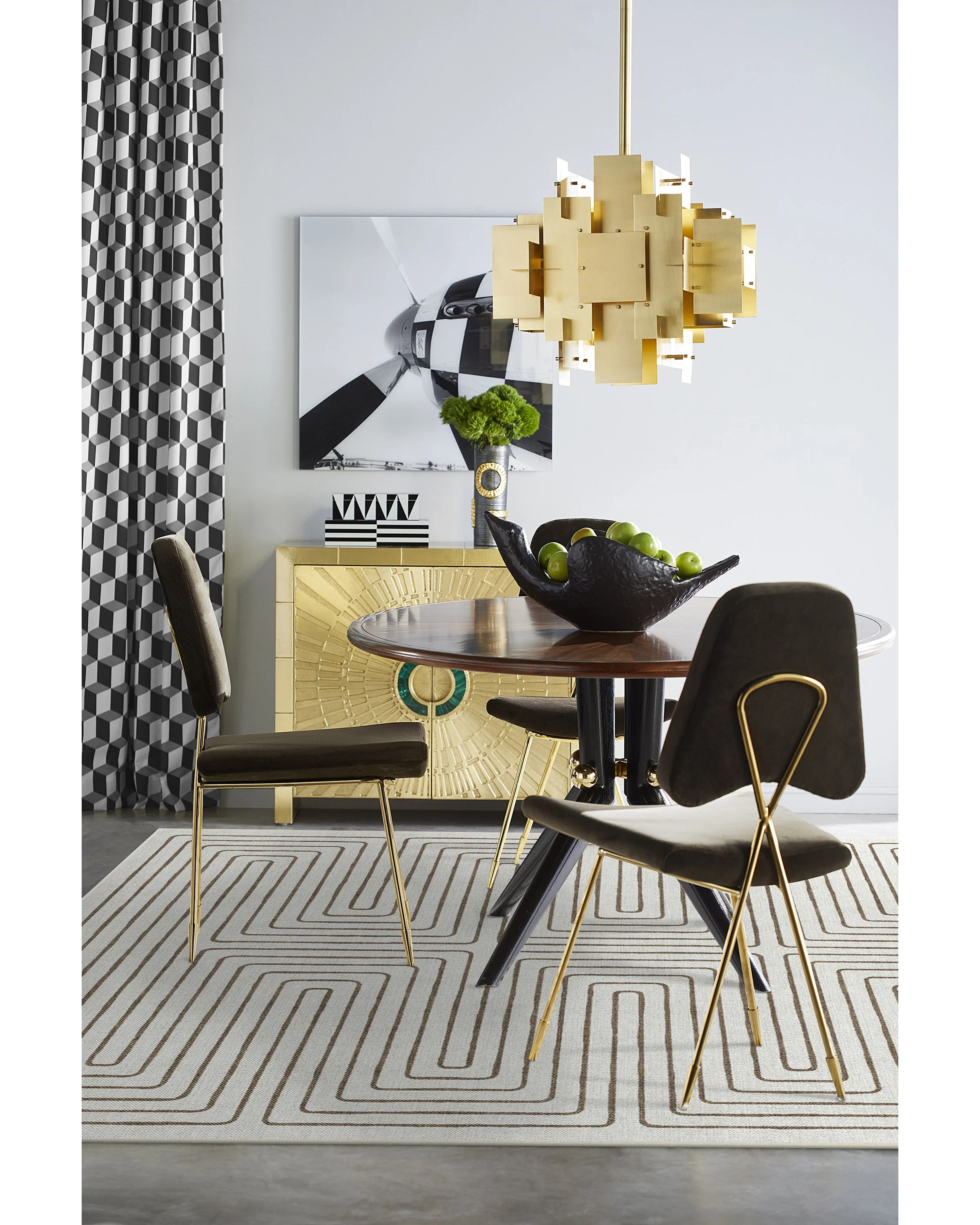 Labyrinth Camel & Ivory Flatwoven Rug by Jonathan Adler
