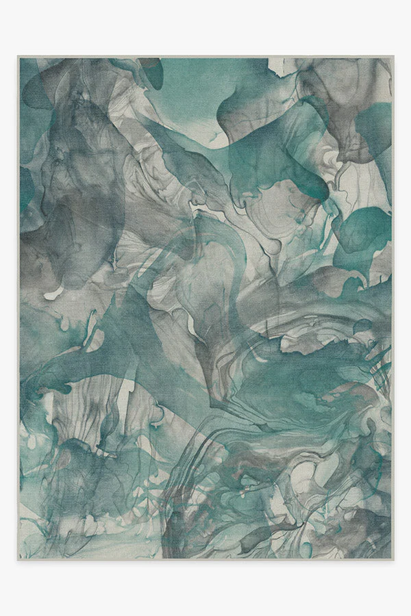 Aurora Teal Grey Flatwoven Rug