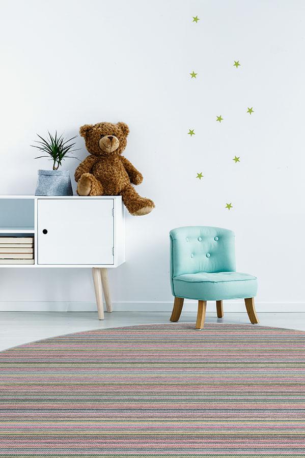 Multi Stripe Polychrome Flatwoven Rug