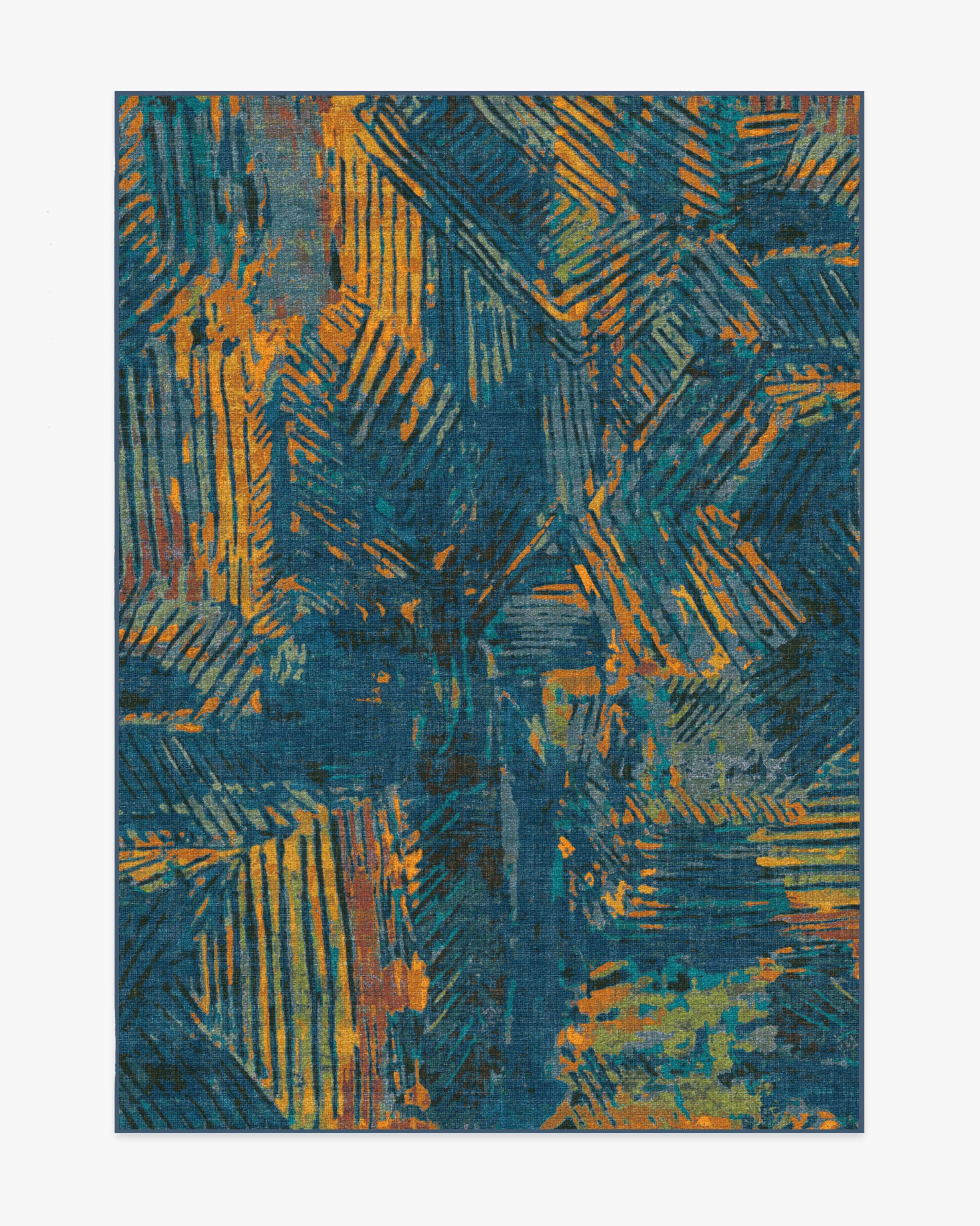 Sgraffito Royal Blue Flatwoven Rug by Malene Barnett