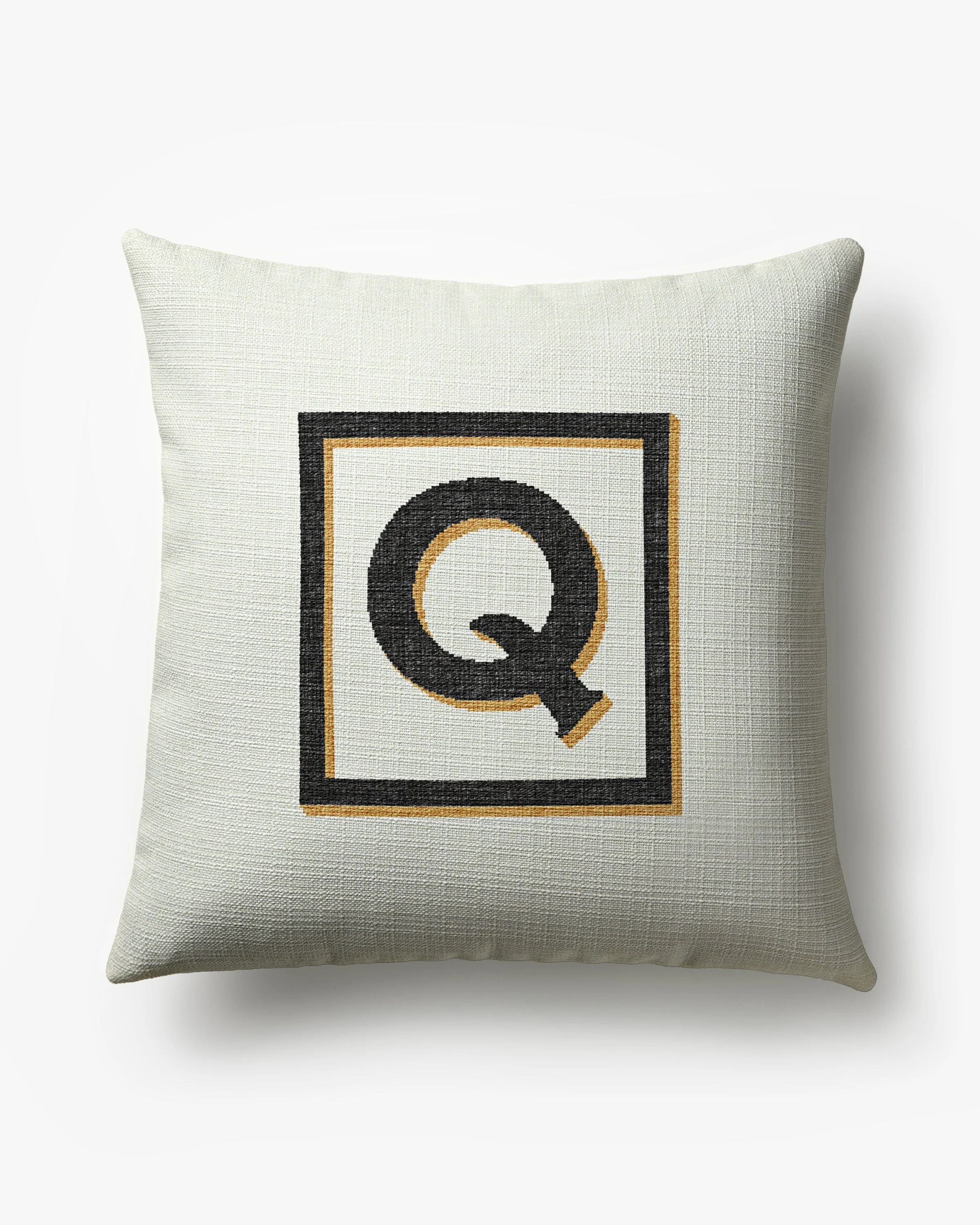 Classic Monogram Ivory Woven Throw Pillow, 20x20 by Jonathan Adler