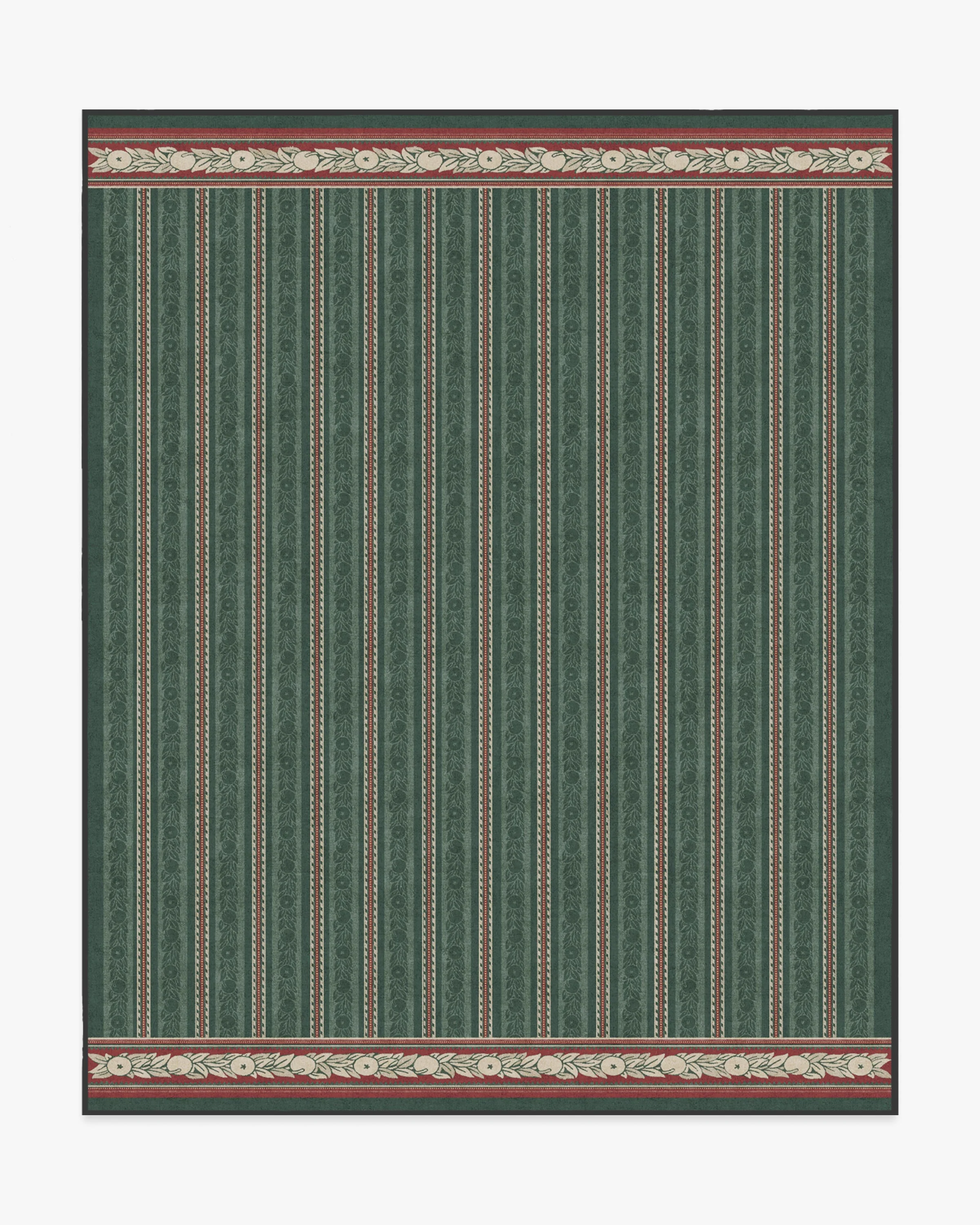 Fruit Stripe Spruce Green Flatwoven Rug by Morris & Co.
