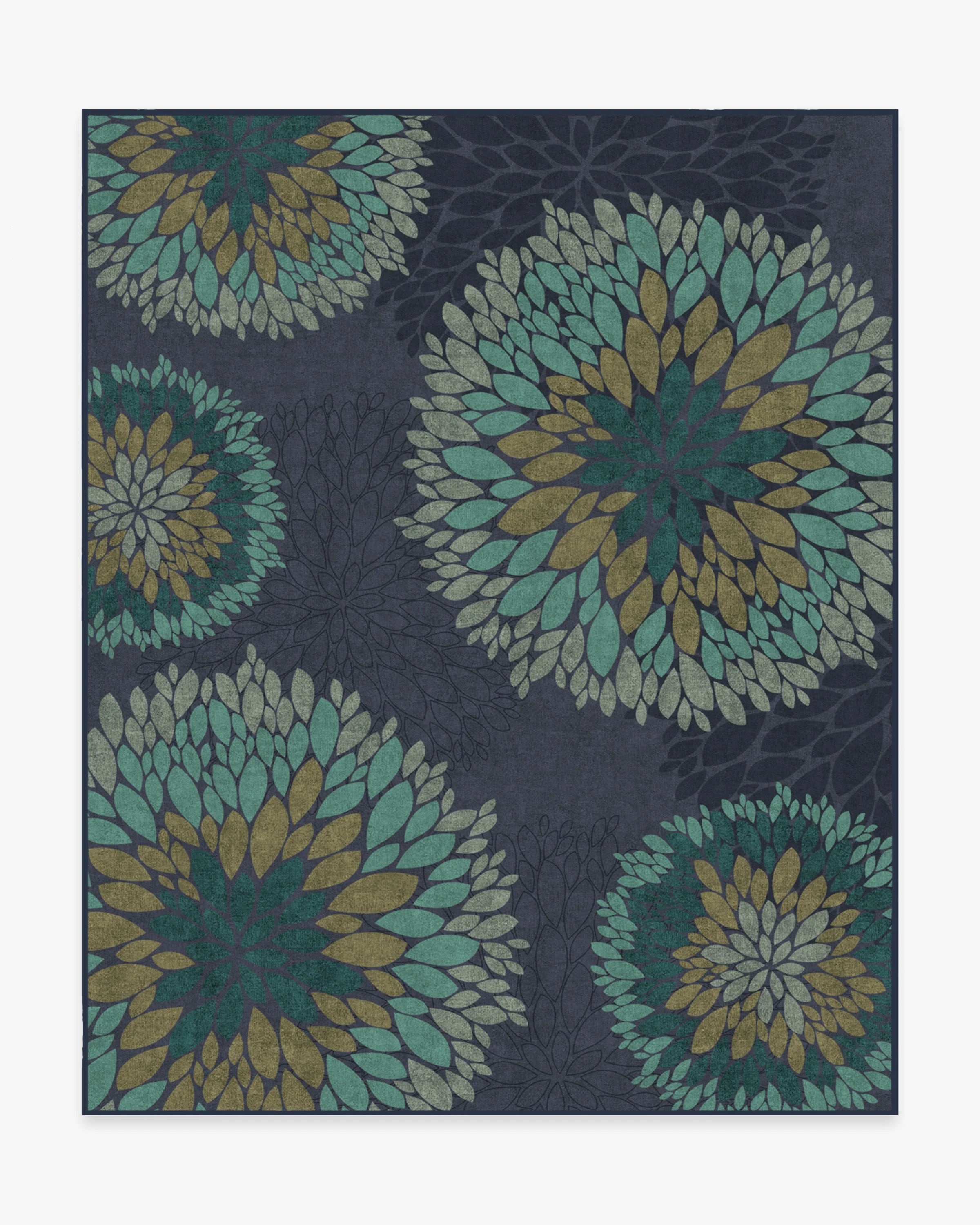 Floral Medallion Navy Flatwoven Rug